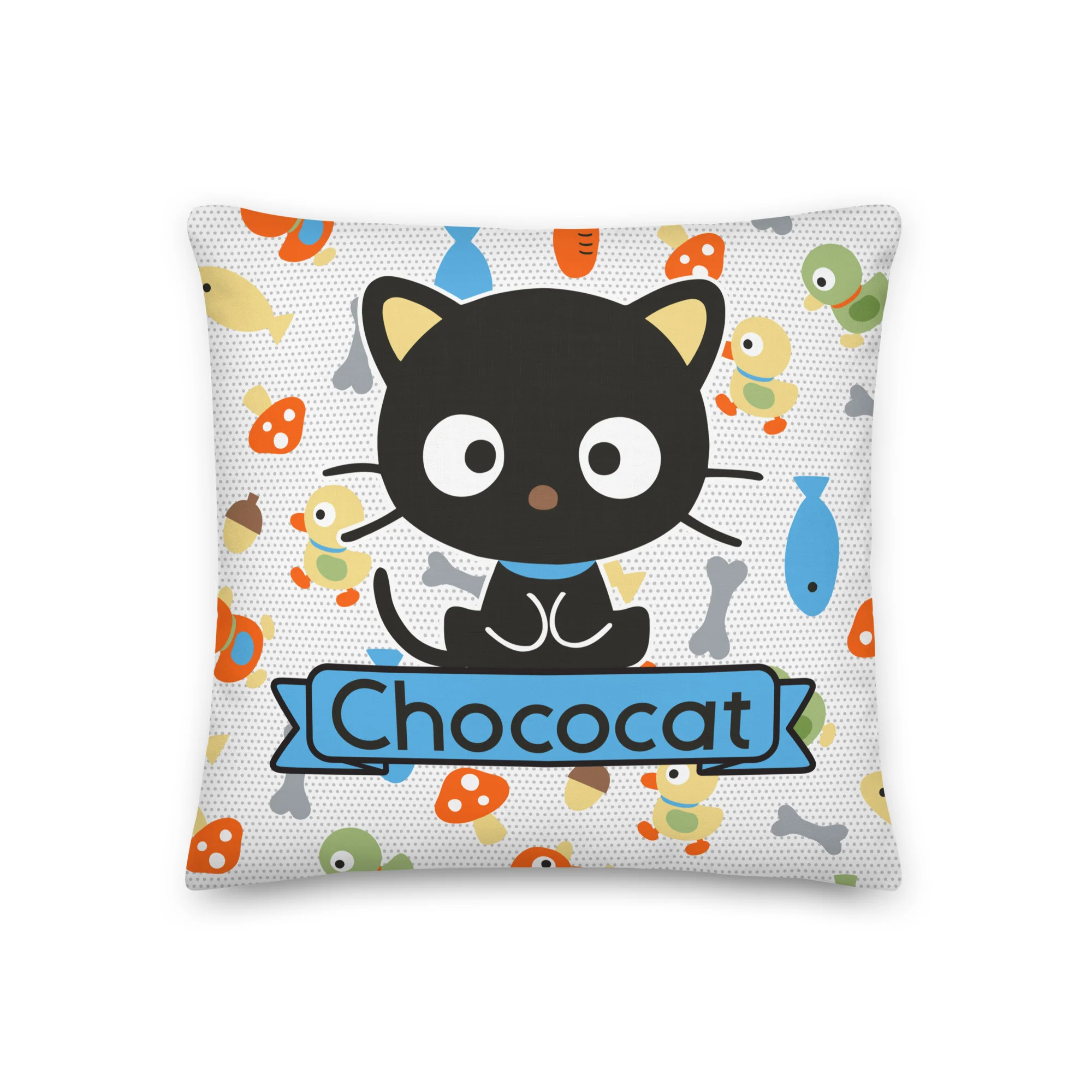 Chococat Fish & Acorns 18" Square Pillow - Image 2