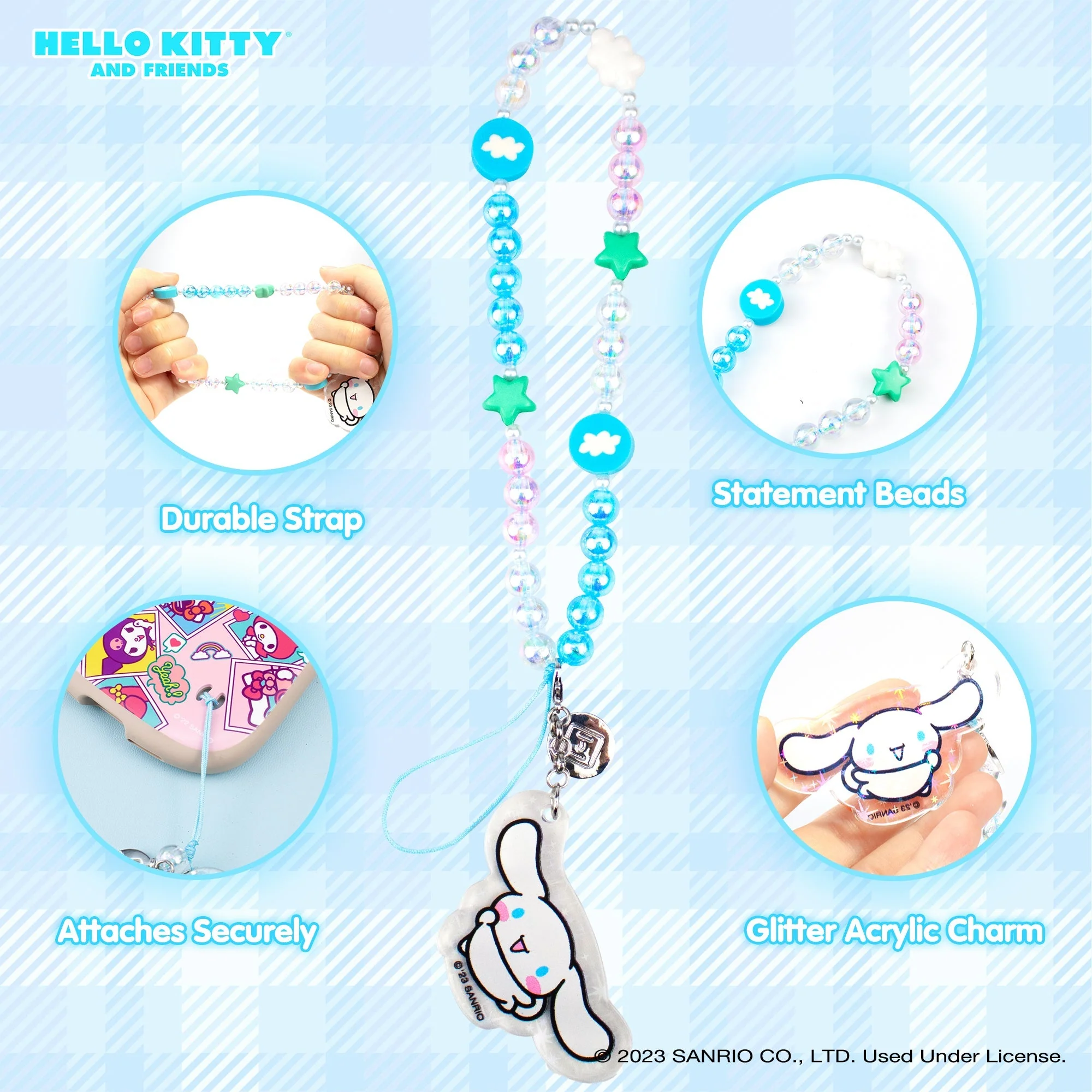 Cinnamoroll Beaded Charm Mobile Phone Wrist Strap - Image 4