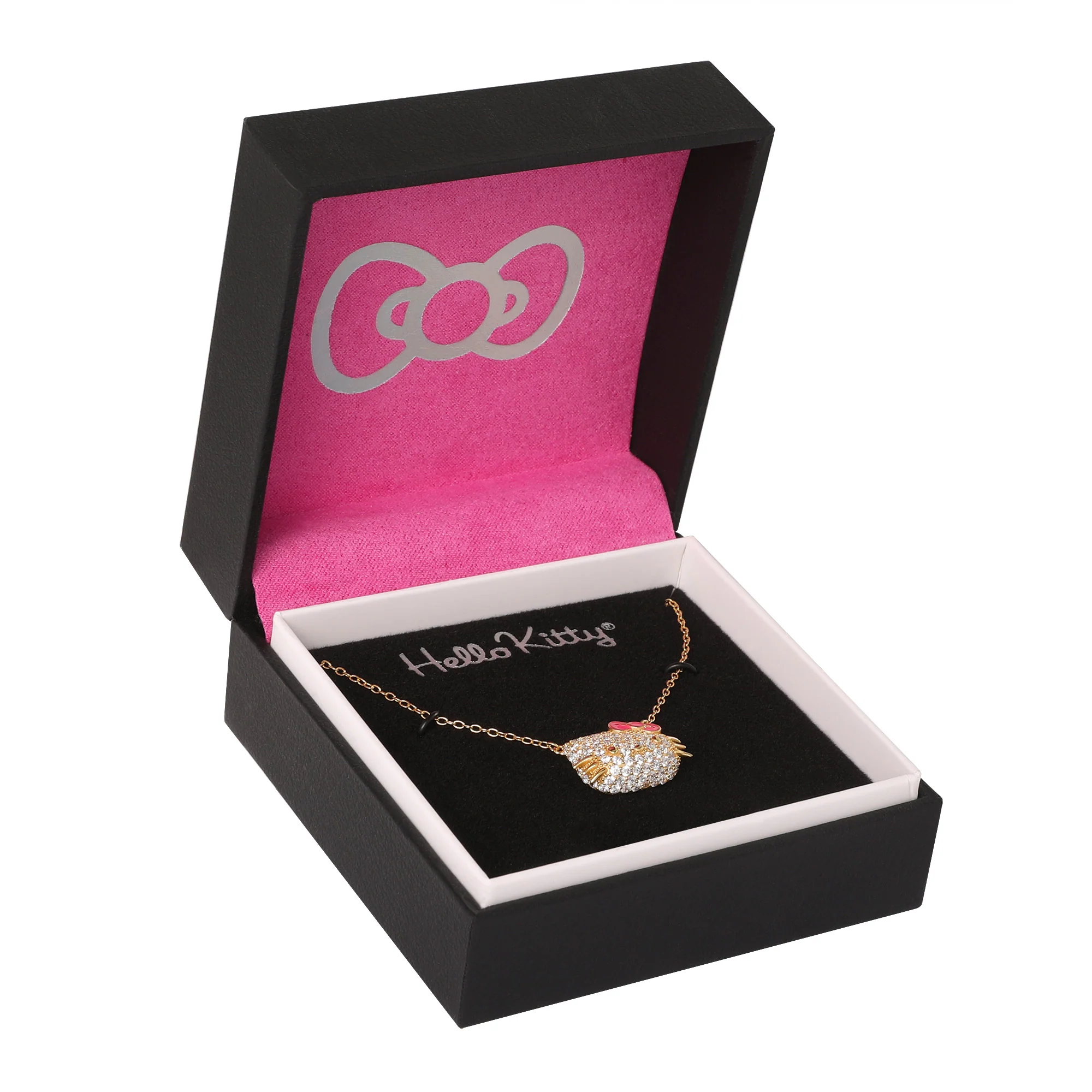 Hello Kitty 18” Gold Plated Face Pave 3D Necklace - Image 3