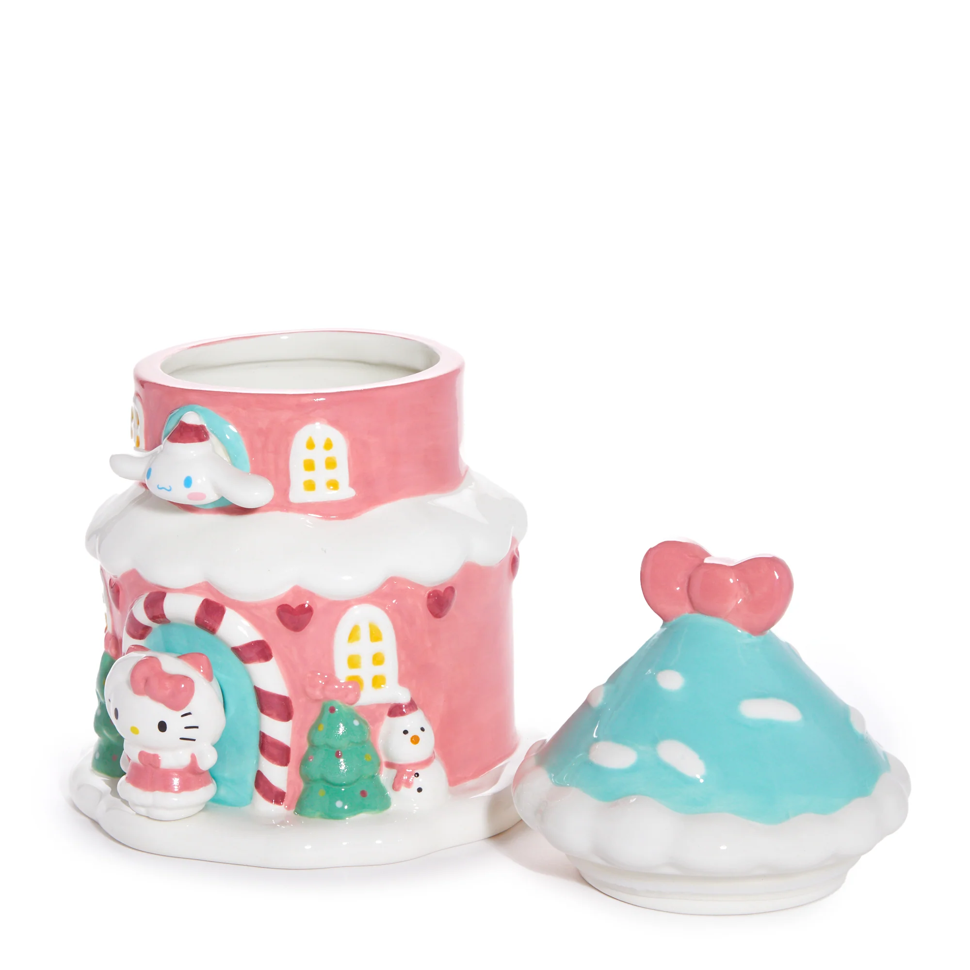 Hello Kitty and Cinnamoroll Ceramic Holiday Cottage Cookie Jar - Image 2