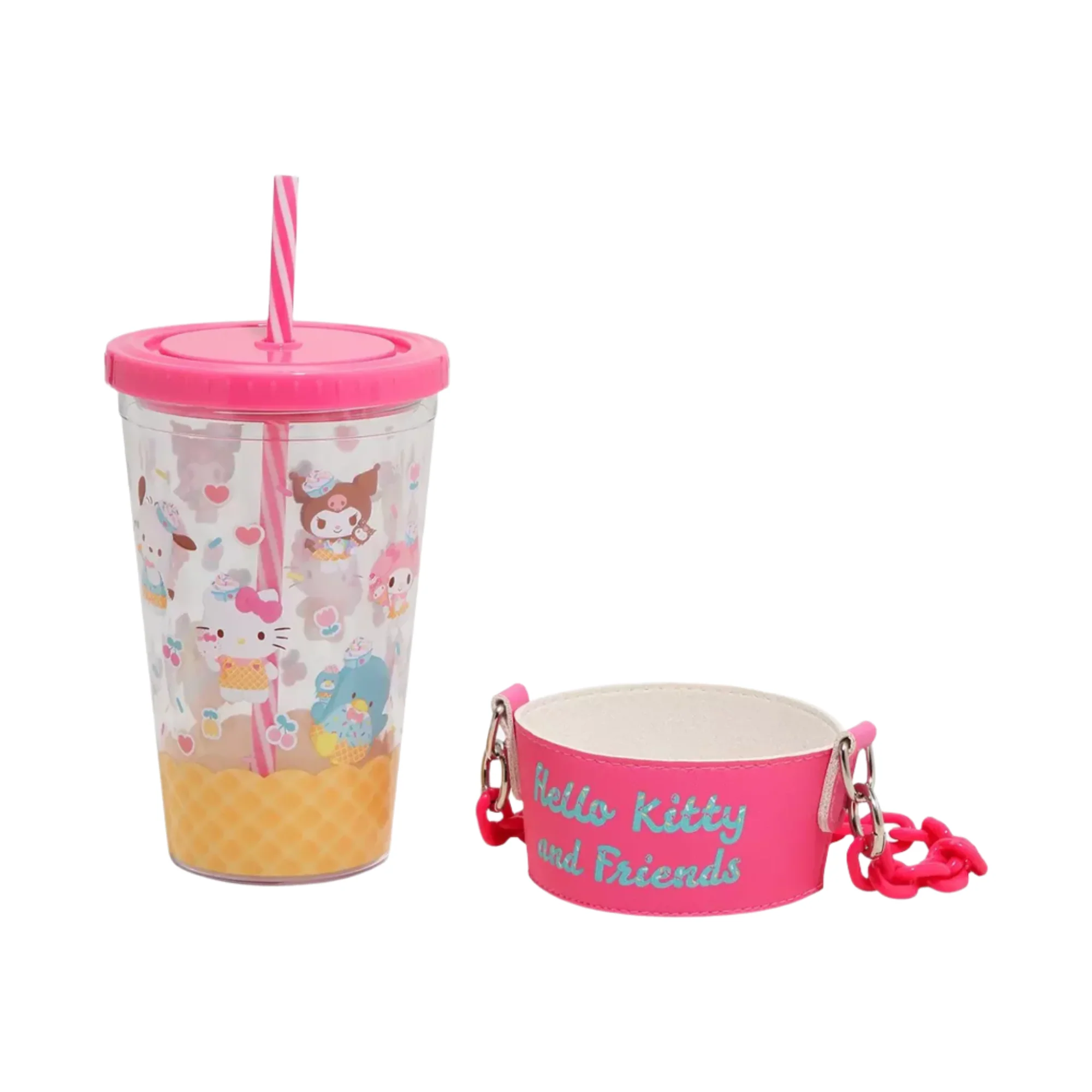 Hello Kitty and Friends Acrylic Travel Tumbler With Chain Holder - Image 2