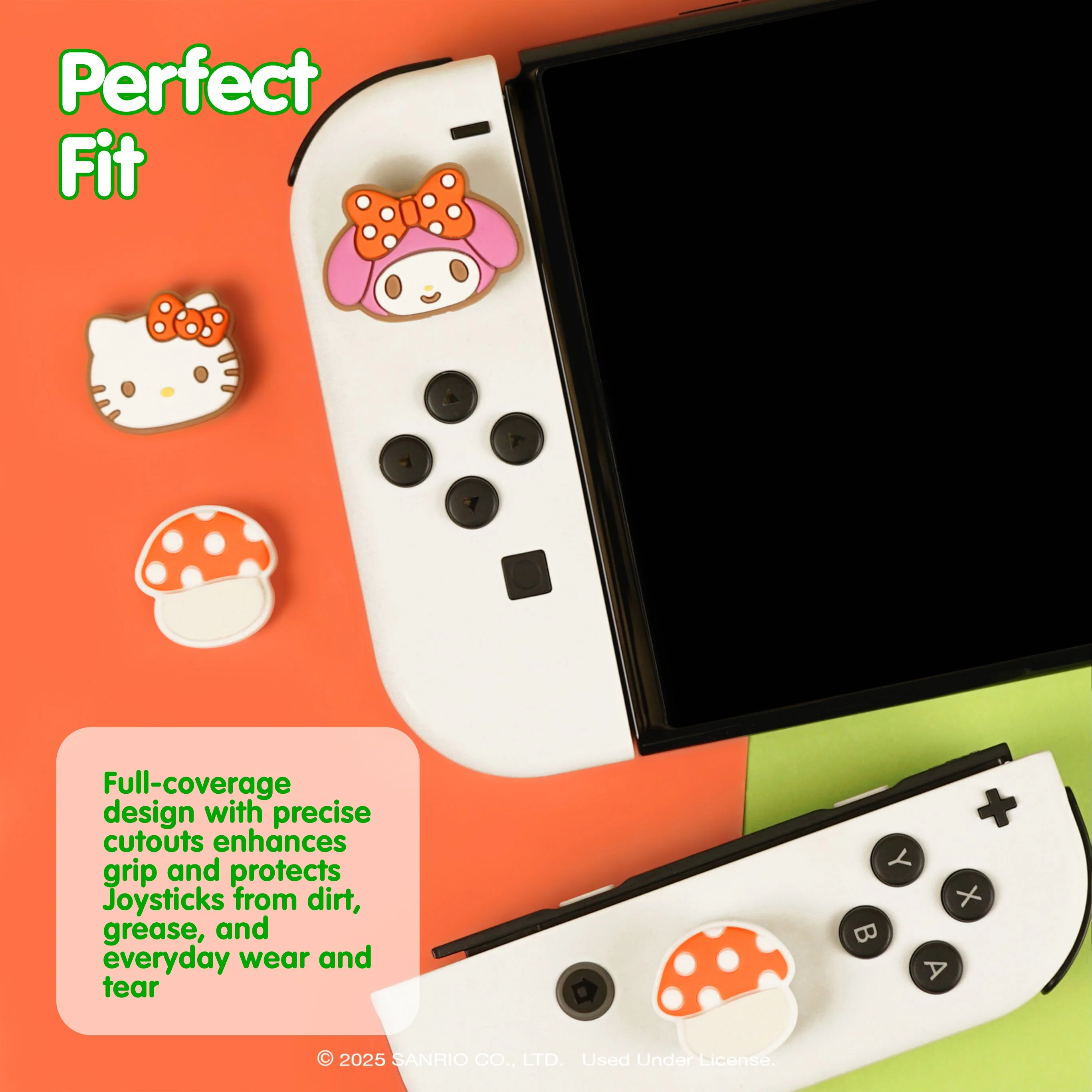 Hello Kitty and Friends Mushroom Nintendo Switch Grip Caps (Hello Kitty + My Melody) - Image 4