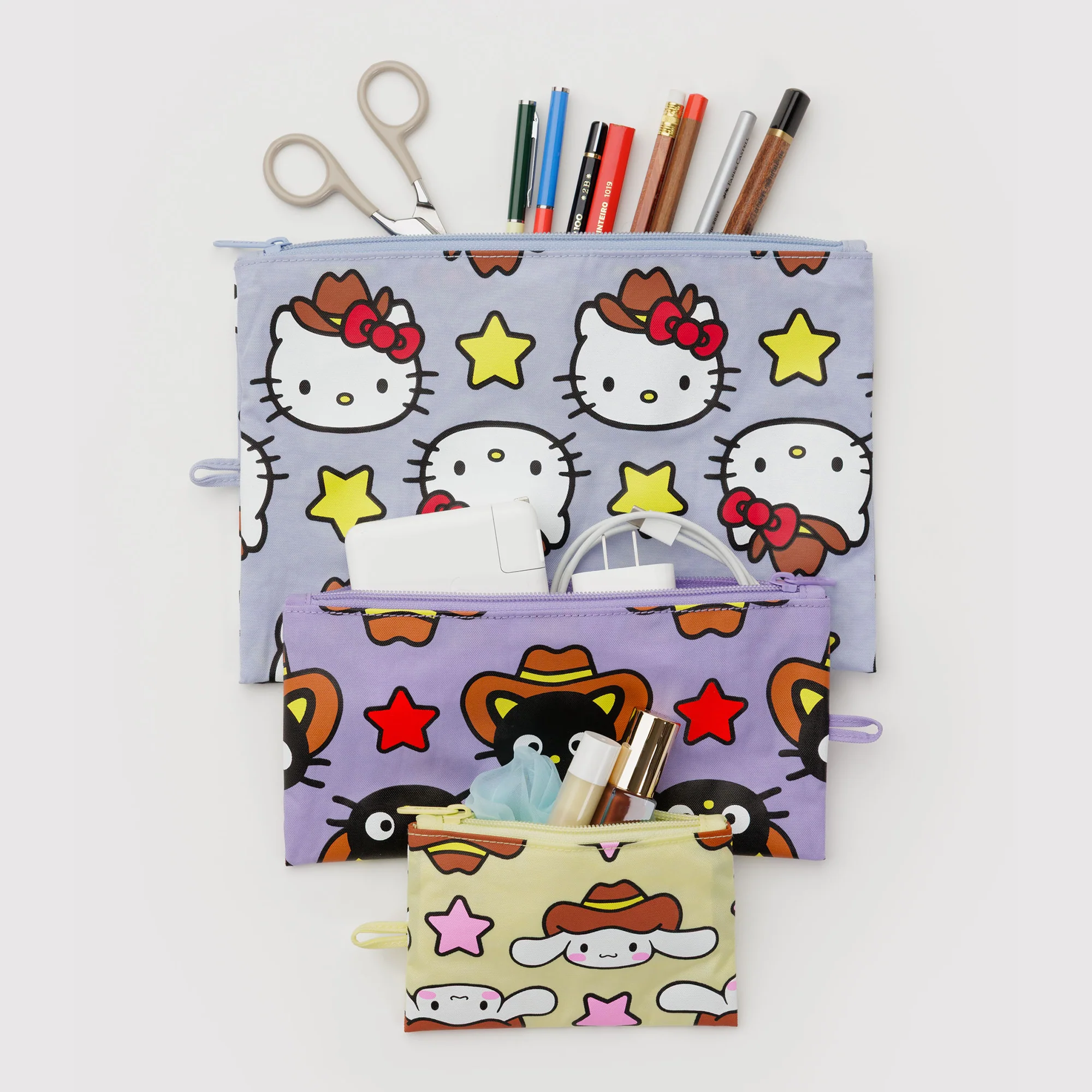 Hello Kitty and Friends x Baggu 3-pc Flat Pouch Set (Western) - Image 2