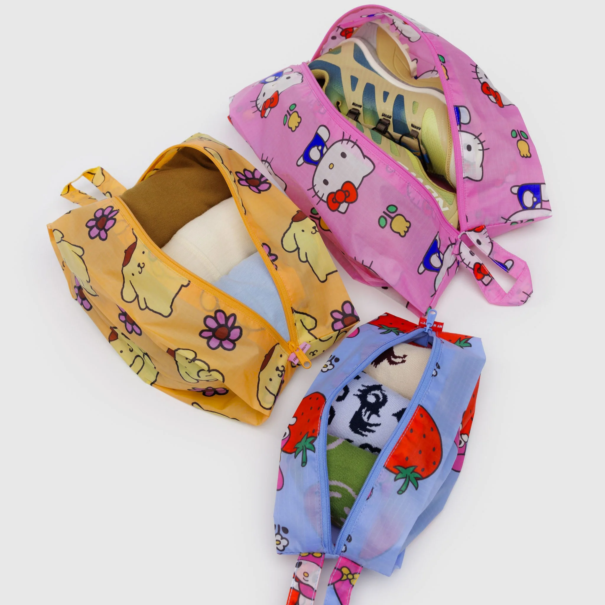 Hello Kitty and Friends x Baggu 3-pc Zipper Pouch Set (Fruits + Florals) - Image 2