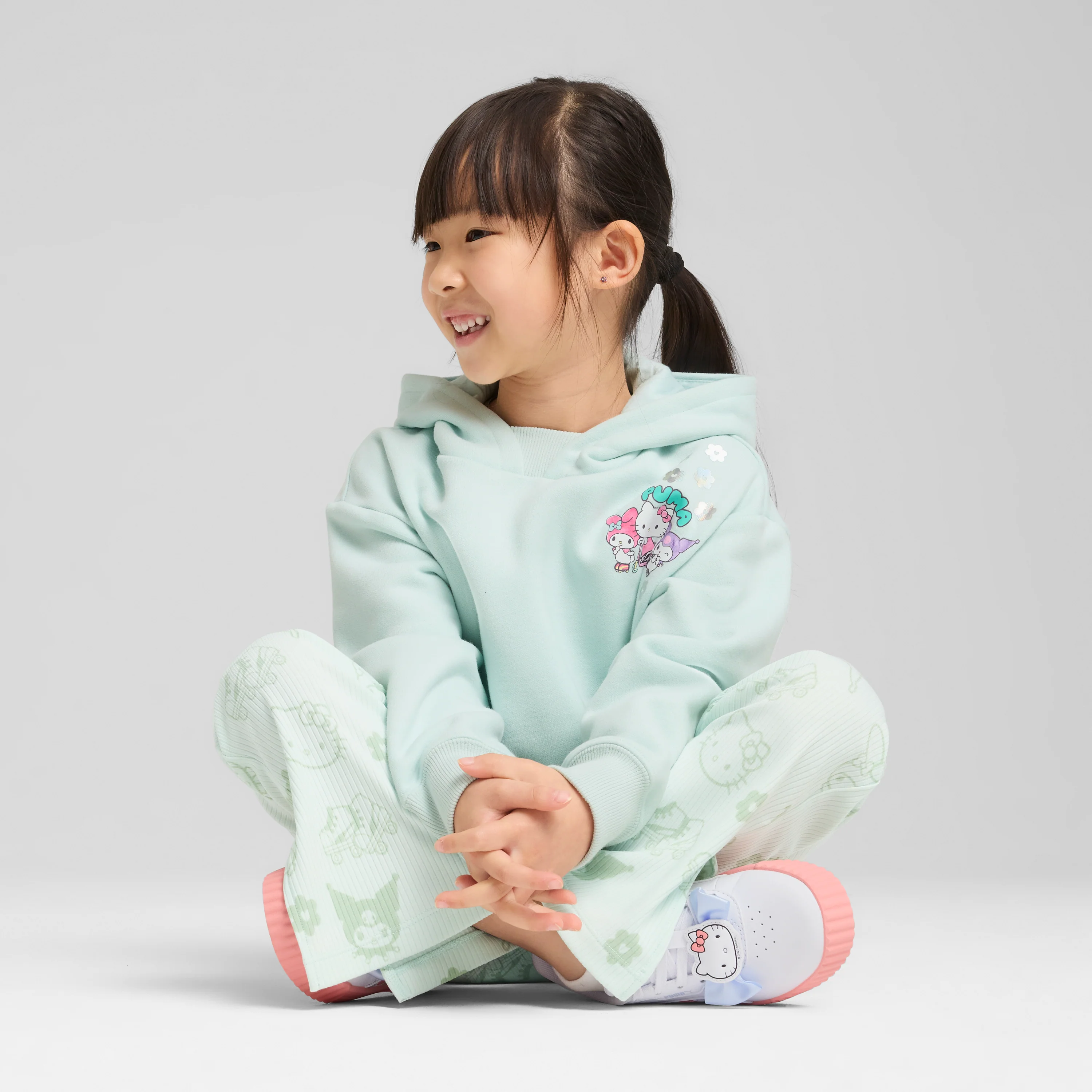 Hello Kitty and Friends x PUMA Kids Relaxed Cropped Graphic Hoodie (Peaceful Blue) - Image 2