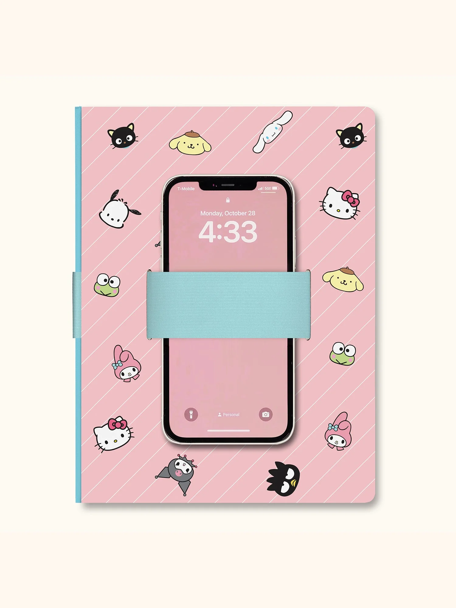 Hello Kitty and Friends x Studio Oh! Pink Pinstripe Casey Notebook with Phone Loop - Image 3