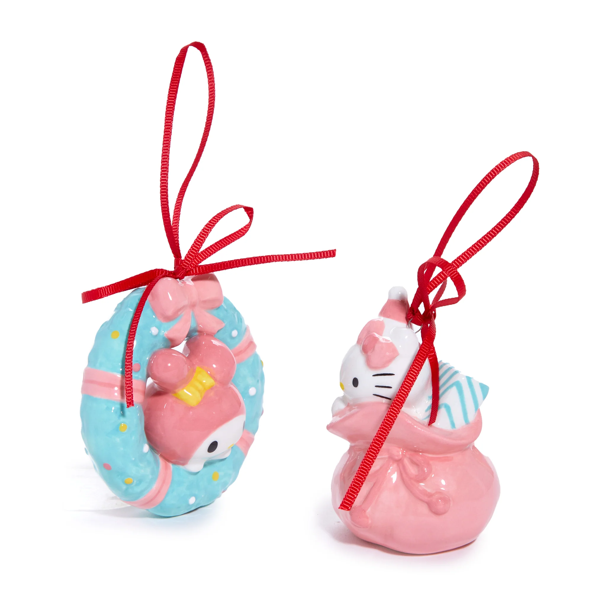 Hello Kitty and My Melody 2-pc Holiday Ceramic Ornament Set (Pastel Pink) - Image 5
