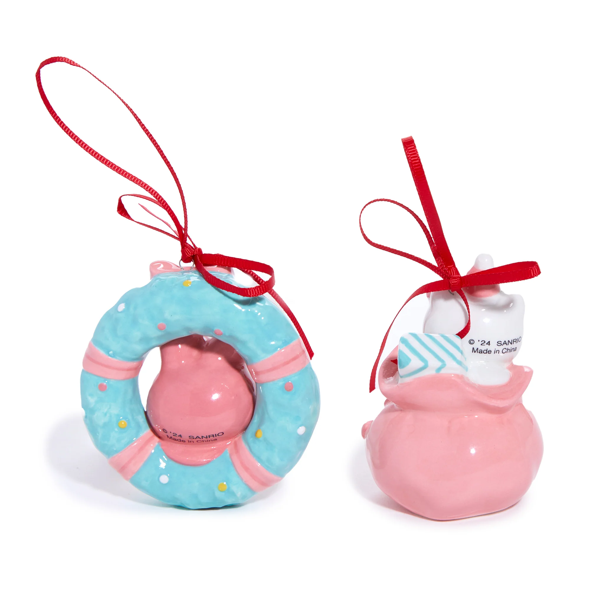 Hello Kitty and My Melody 2-pc Holiday Ceramic Ornament Set (Pastel Pink) - Image 7
