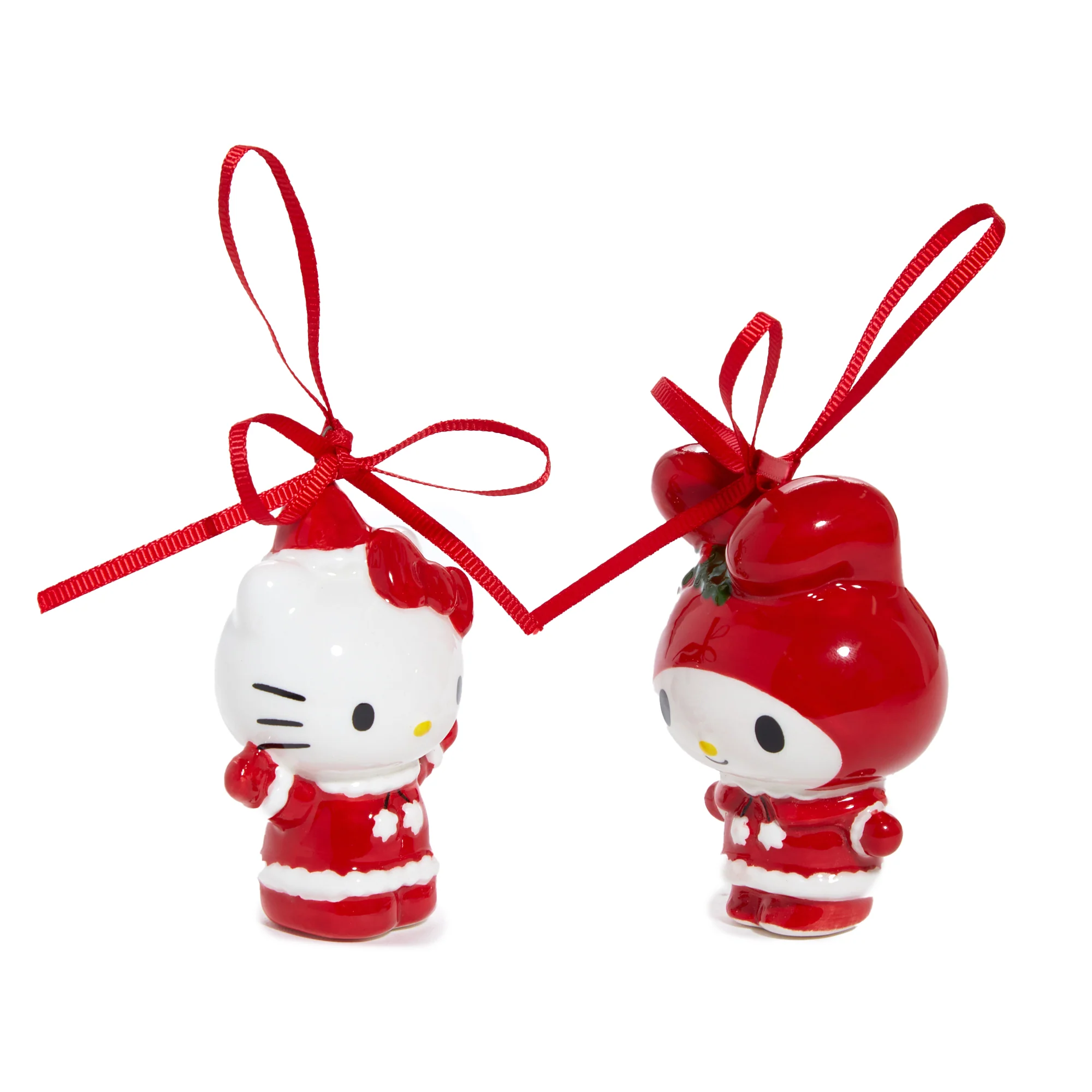 Hello Kitty and My Melody 2-pc Holiday Ceramic Ornament Set (Santa Suit) - Image 2