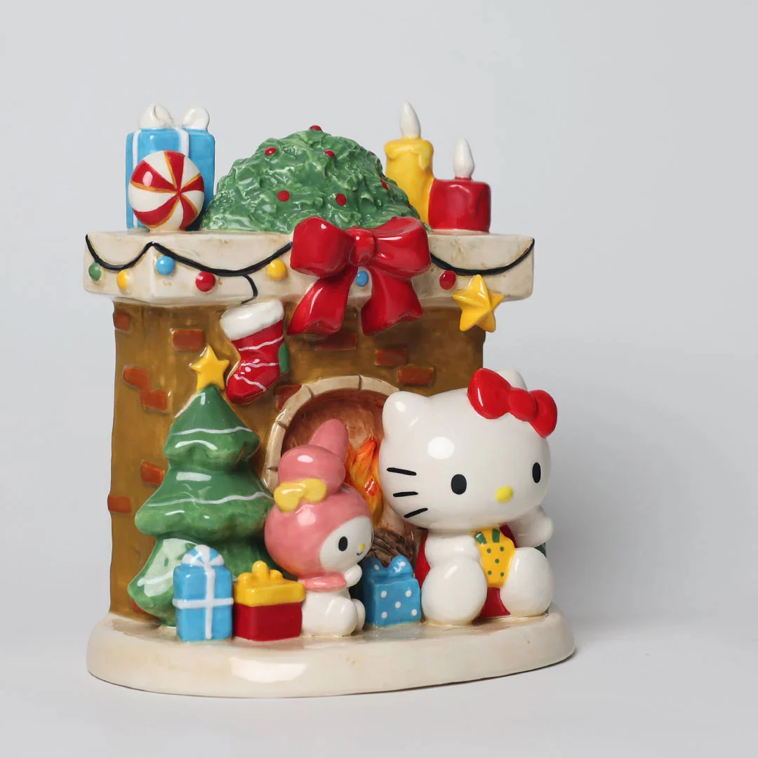 Hello Kitty and My Melody Holiday Ceramic Fireplace Figurine - Image 2