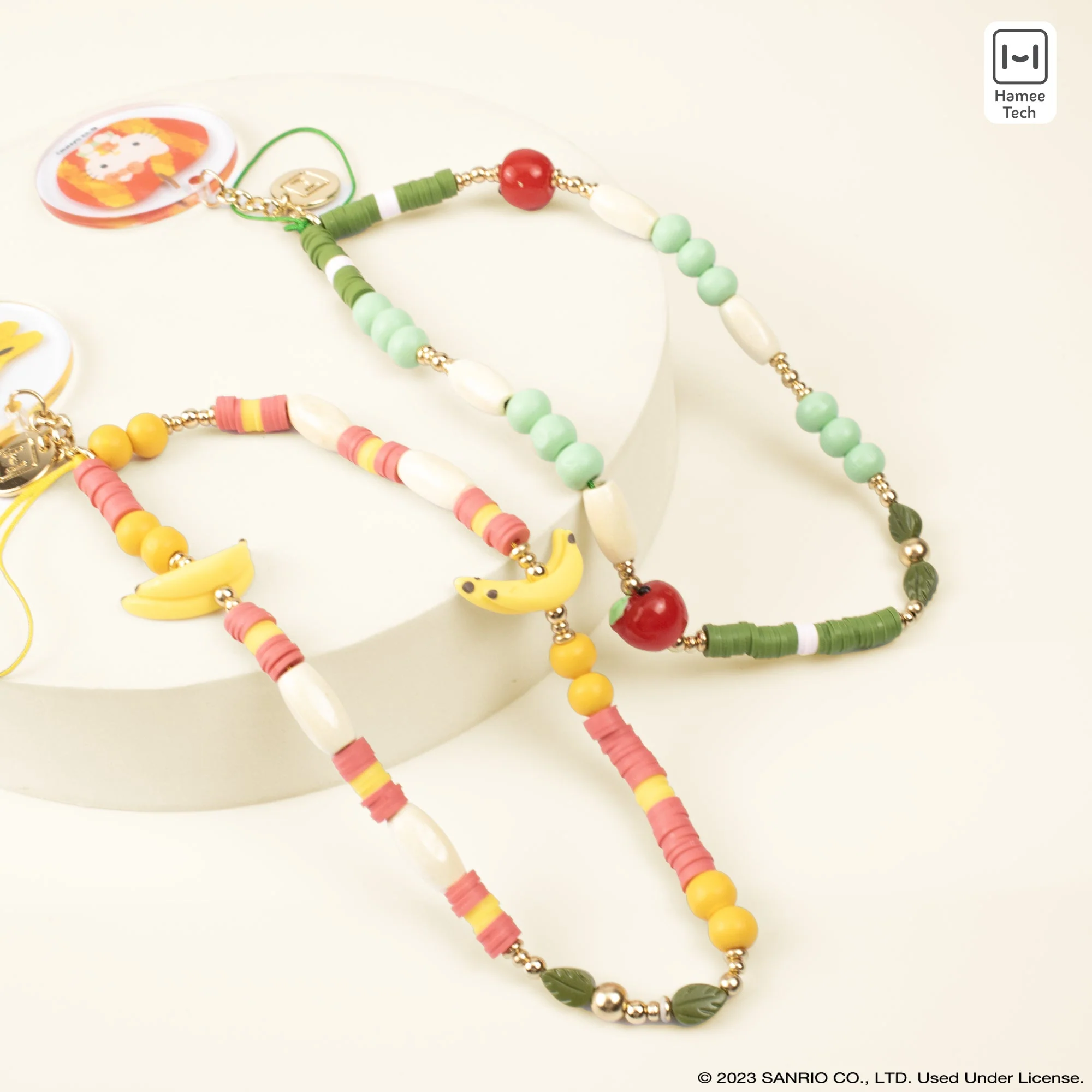 Hello Kitty Apple Beaded Charm Mobile Phone Wrist Strap - Image 3