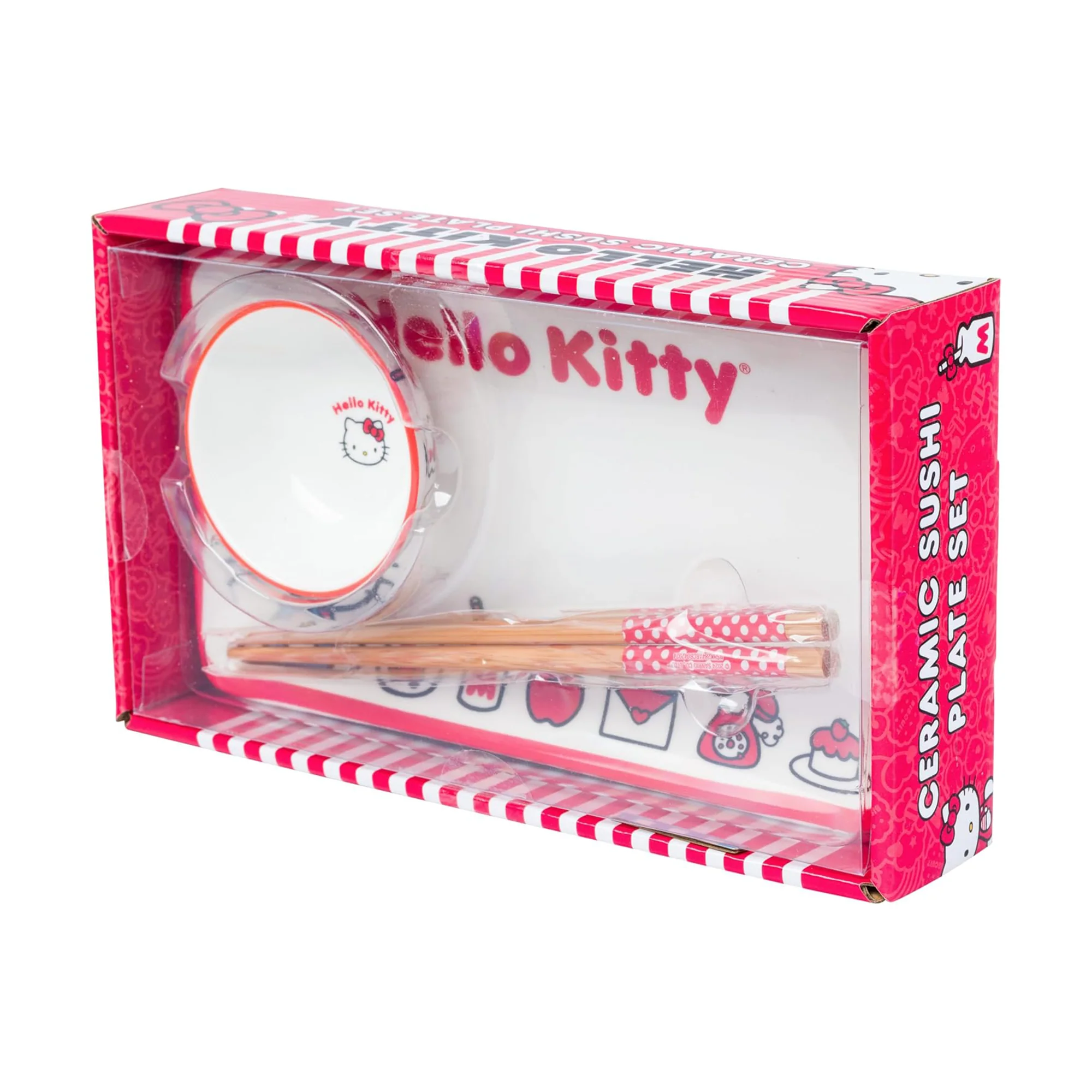 Hello Kitty Ceramic 3-pc Sushi Set (Classic Milk Bottle) - Image 2