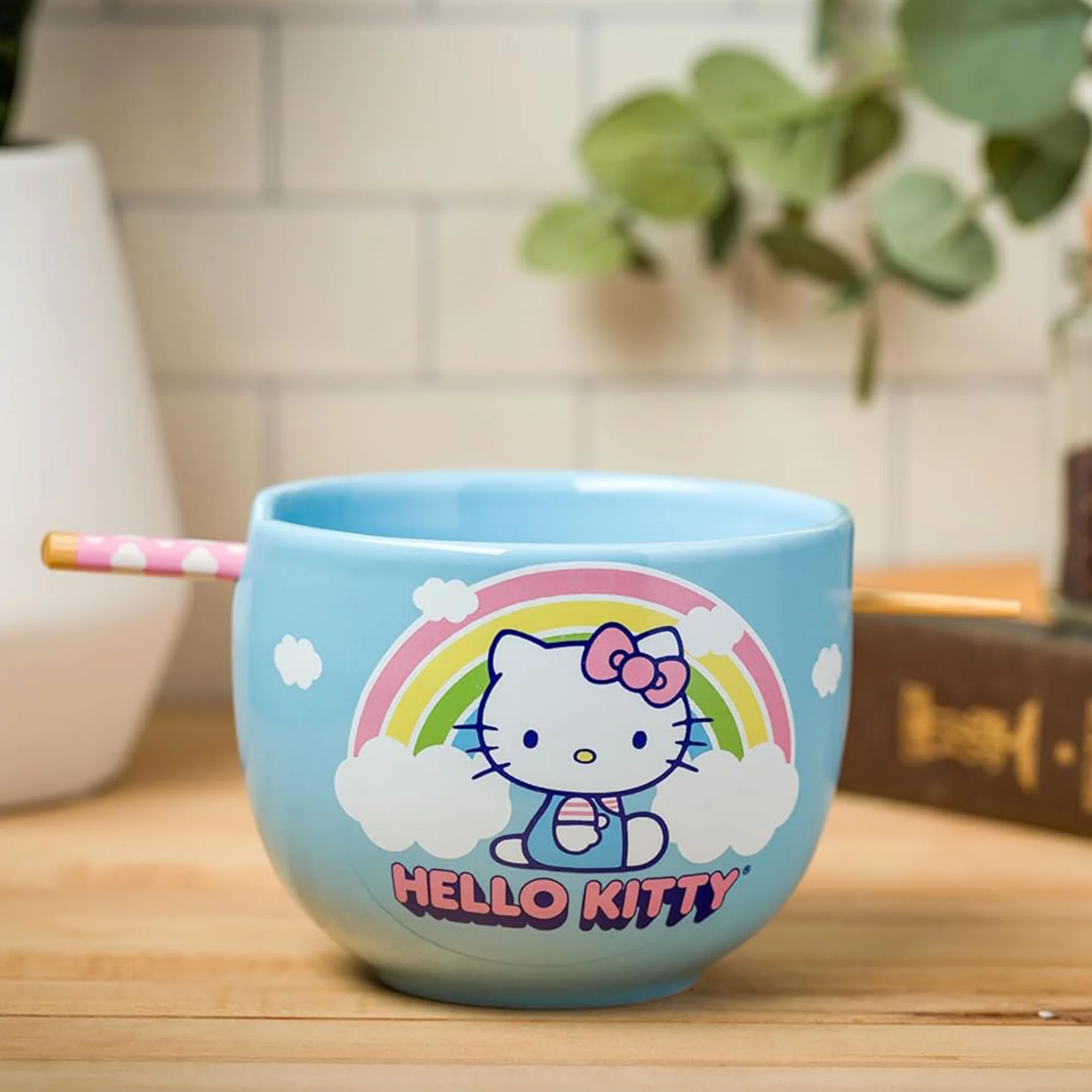 Hello Kitty Ceramic Ramen Bowl and Chopstick Set (Rainbow) - Image 2