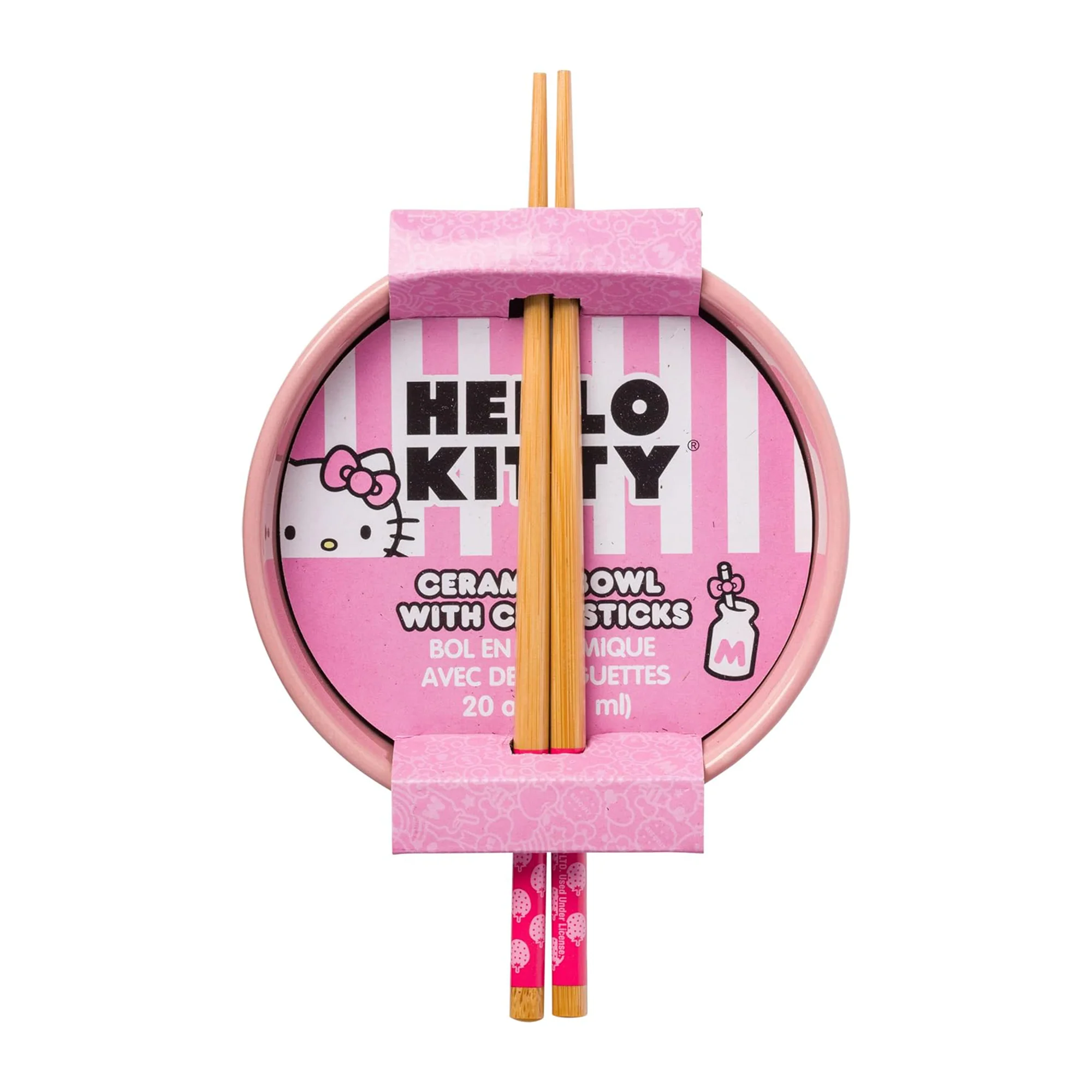 Hello Kitty Ceramic Ramen Bowl and Chopstick Set (Strawberry Milk) - Image 8