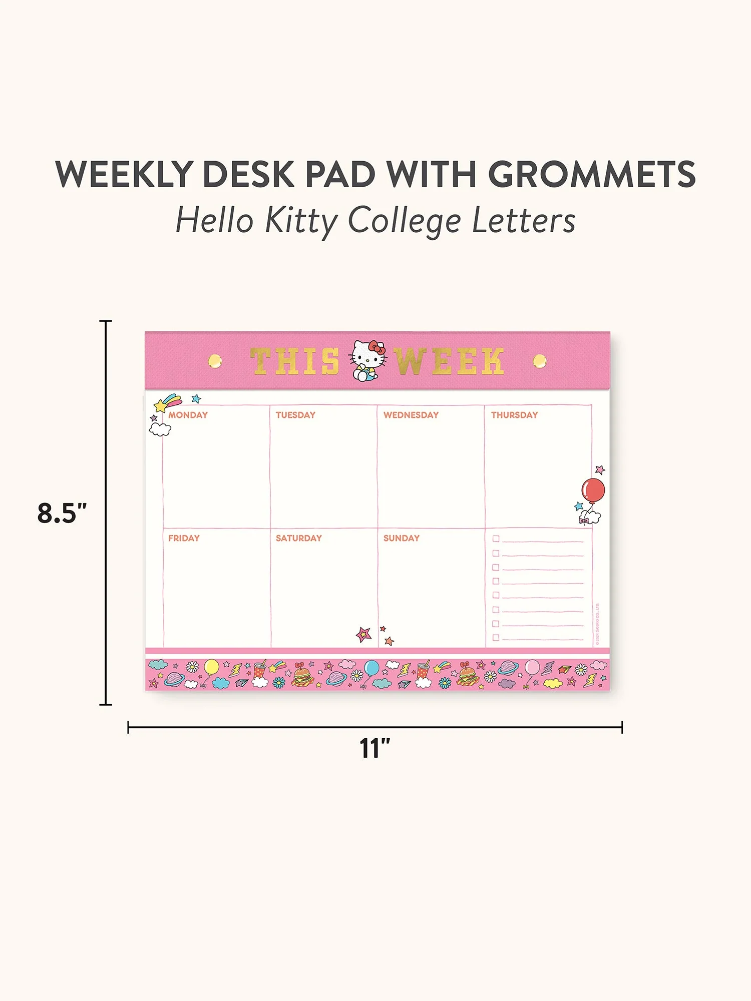 Hello Kitty x Studio Oh! College Letters Weekly Desk Pad - Image 6