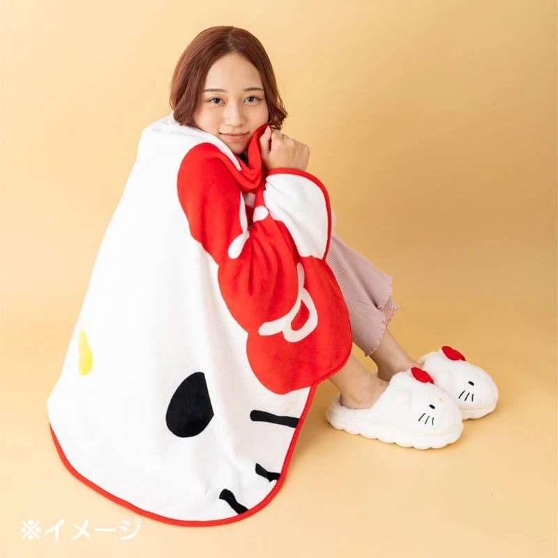 Hello Kitty Face-Shaped Throw Blanket (Classic Red) - Image 2