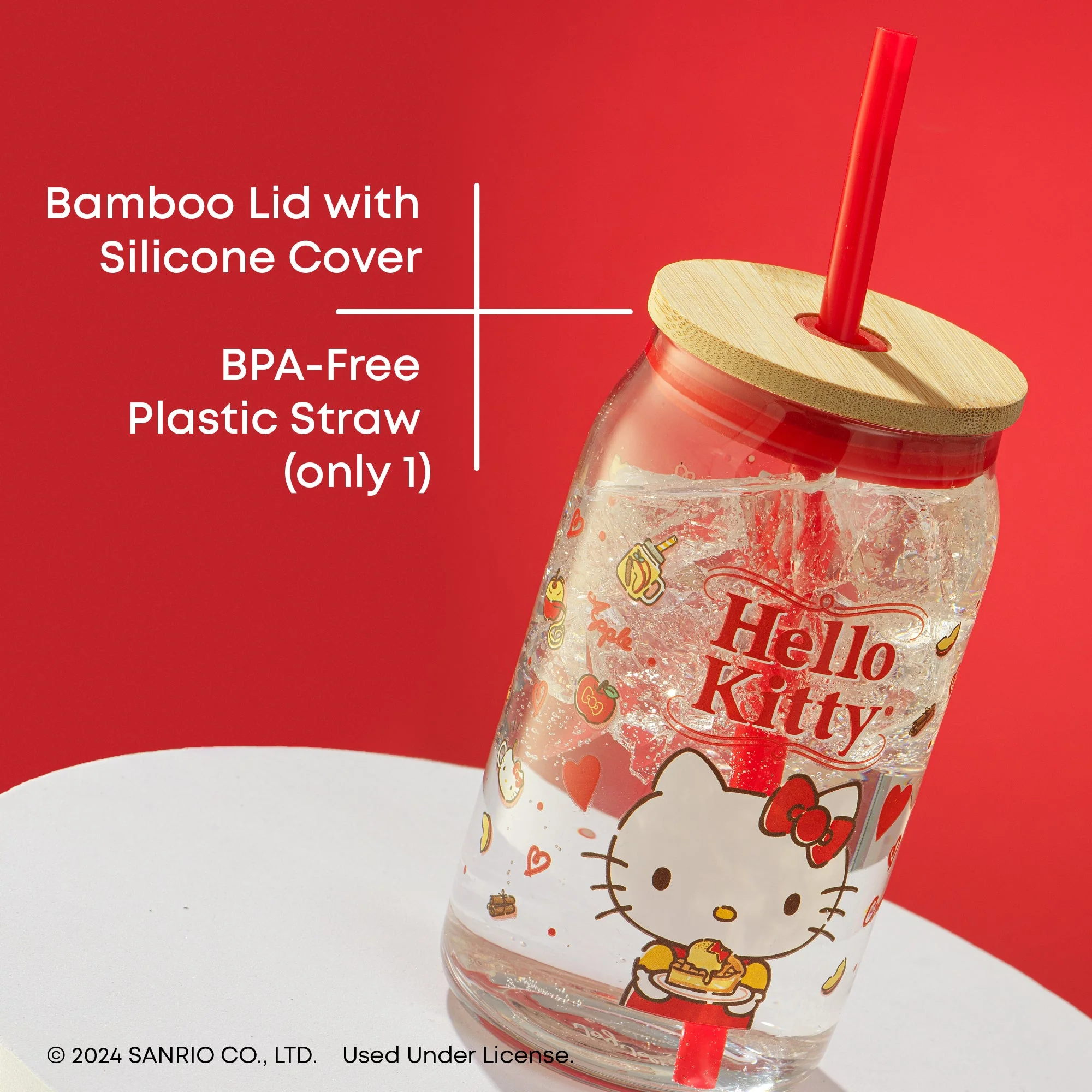 Hello Kitty Favorite Flavor Lidded Glass Tumbler - Image 6