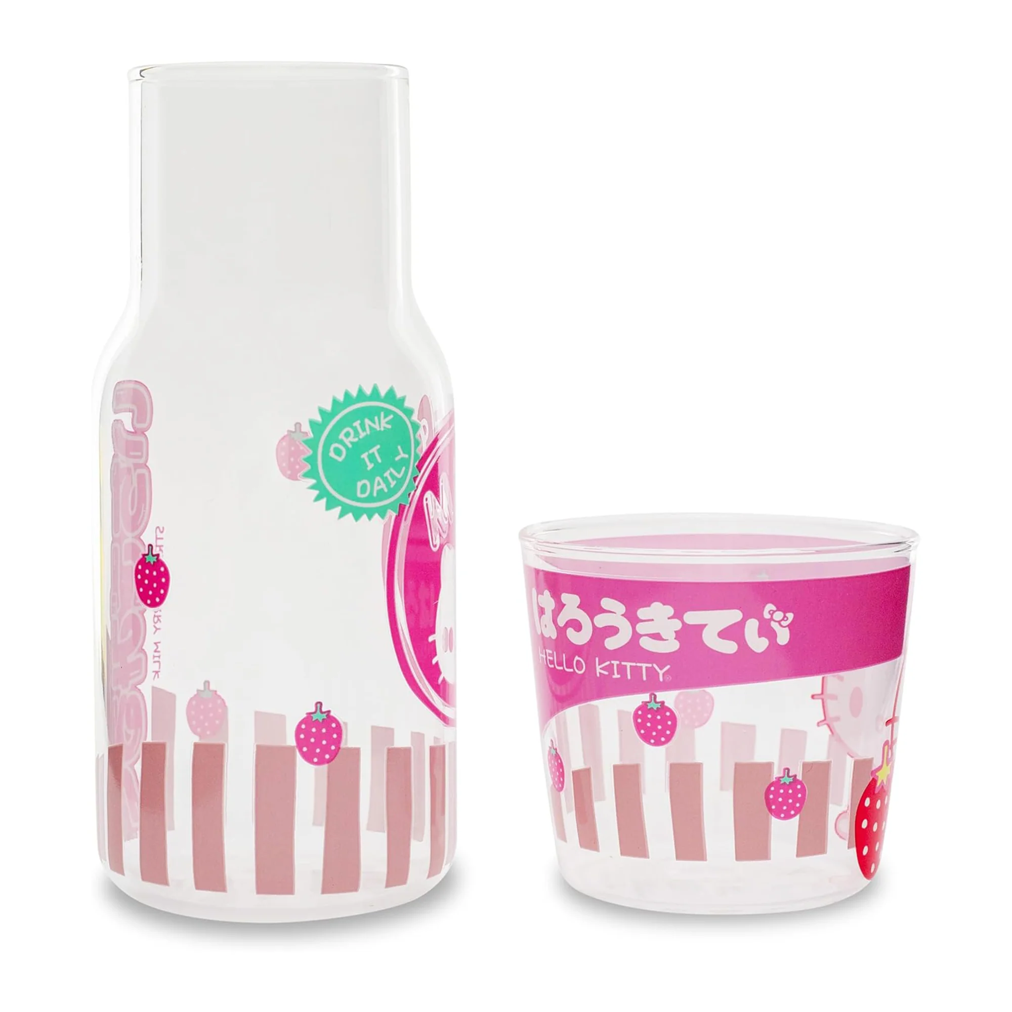 Hello Kitty Glass Carafe and Cup Set (Strawberry Milk) - Image 7