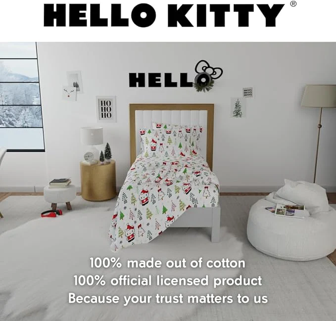 Hello Kitty Holiday Cotton Flannel Sheet Set - Image 2
