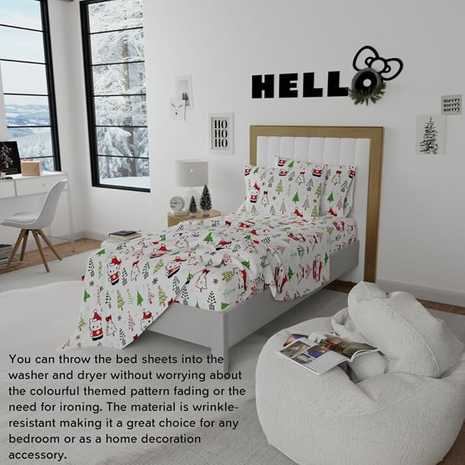 Hello Kitty Holiday Cotton Flannel Sheet Set - Image 3
