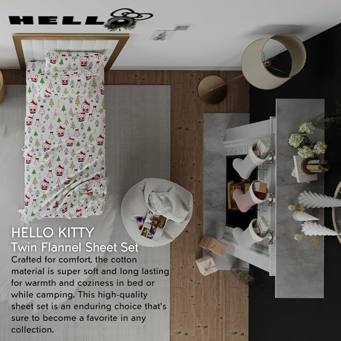 Hello Kitty Holiday Cotton Flannel Sheet Set - Image 4