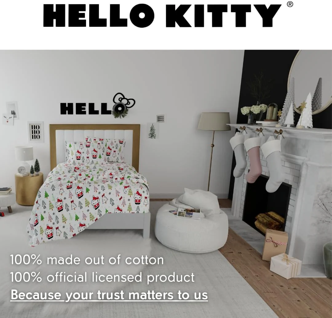 Hello Kitty Holiday Cotton Flannel Sheet Set - Image 6