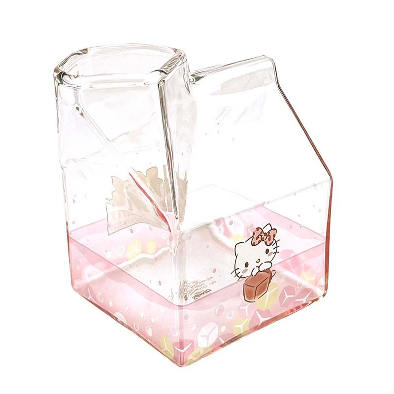 Hello Kitty Kawaii Glass Milk Carton Cup - Image 2