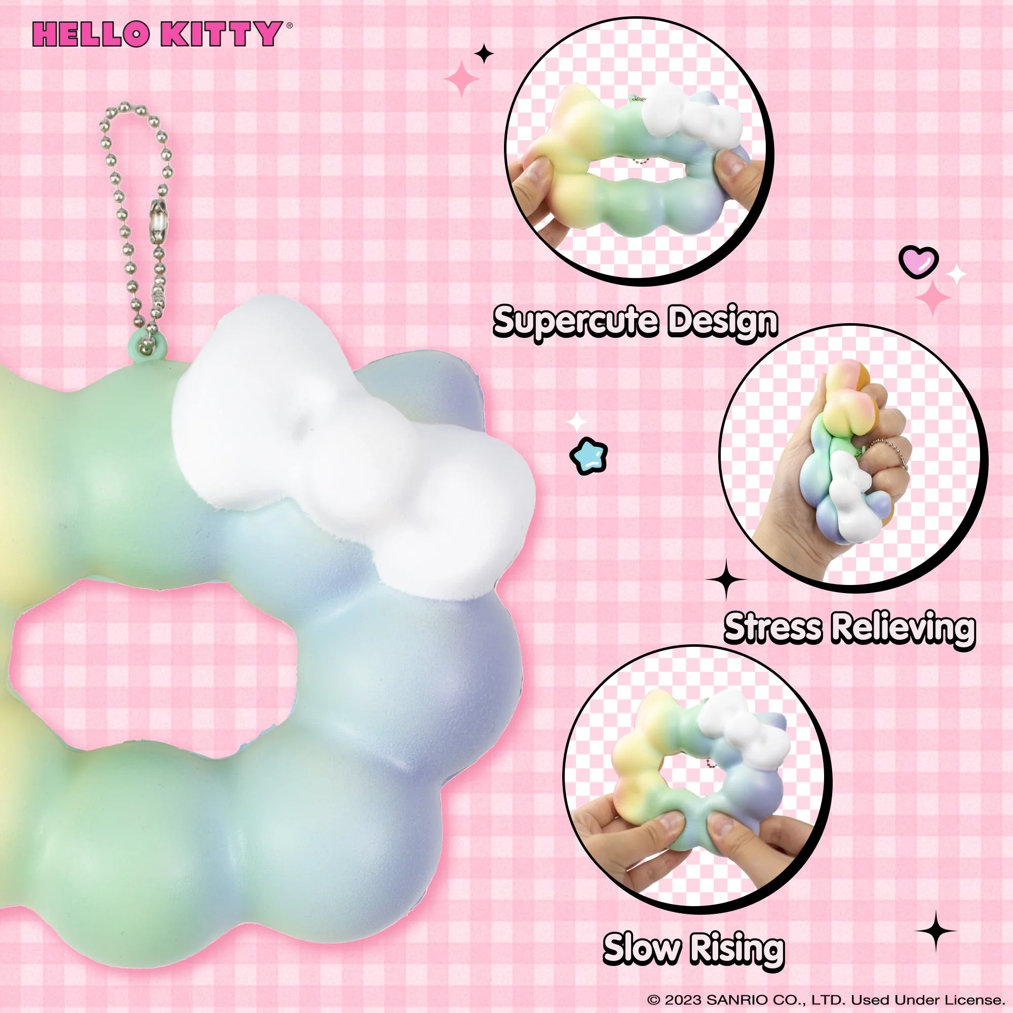 Hello Kitty Mochi Donut Squishy Keychain - Image 2