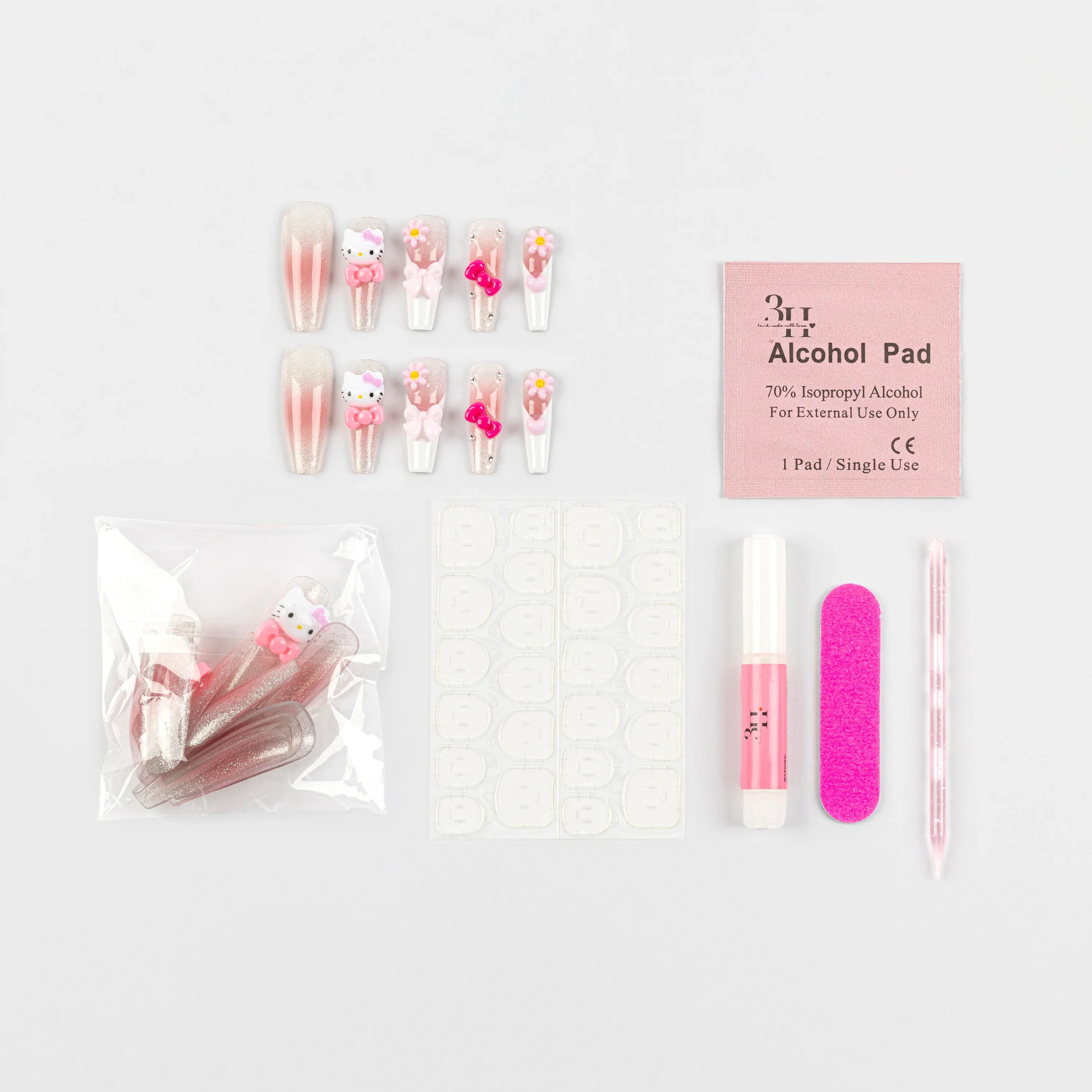 Hello Kitty x 3H Nails 3D Press-On Nails (Long) - Image 3