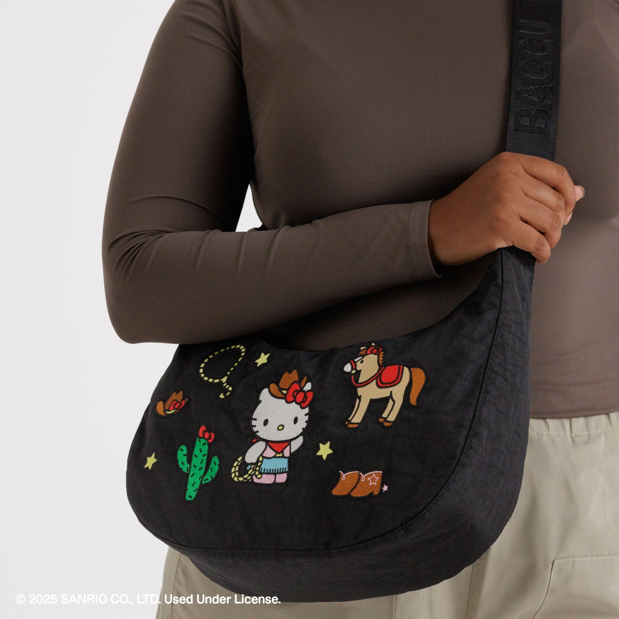 Hello Kitty x Baggu Embroidered Nylon Crescent Bag (Western) - Image 2