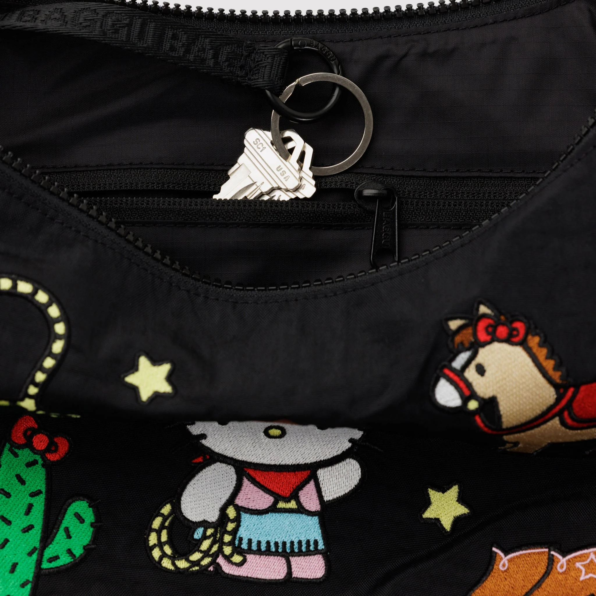 Hello Kitty x Baggu Embroidered Nylon Crescent Bag (Western) - Image 3