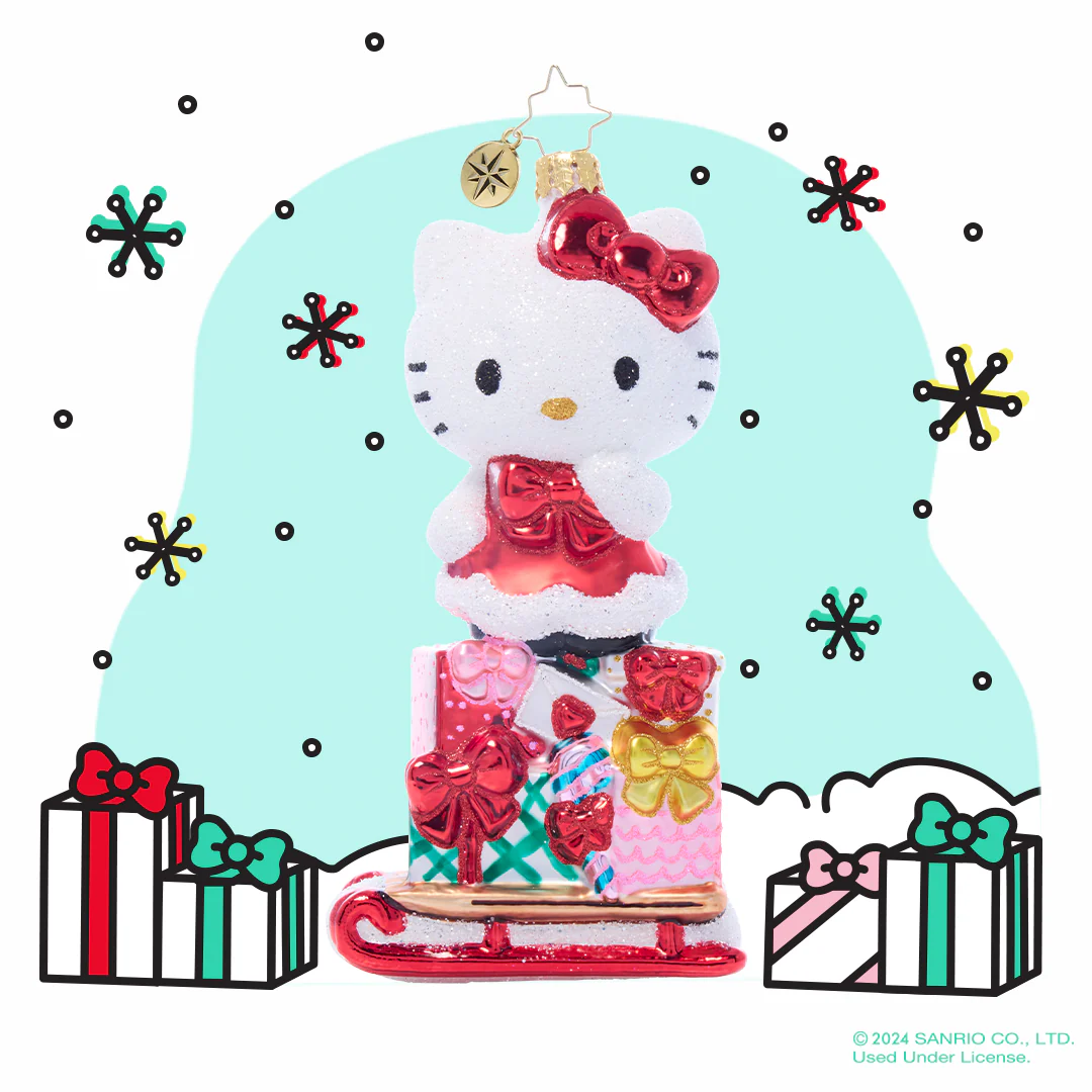 Hello Kitty x Christopher Radko Handmade Glass Ornament (Happy Holidays) - Image 2