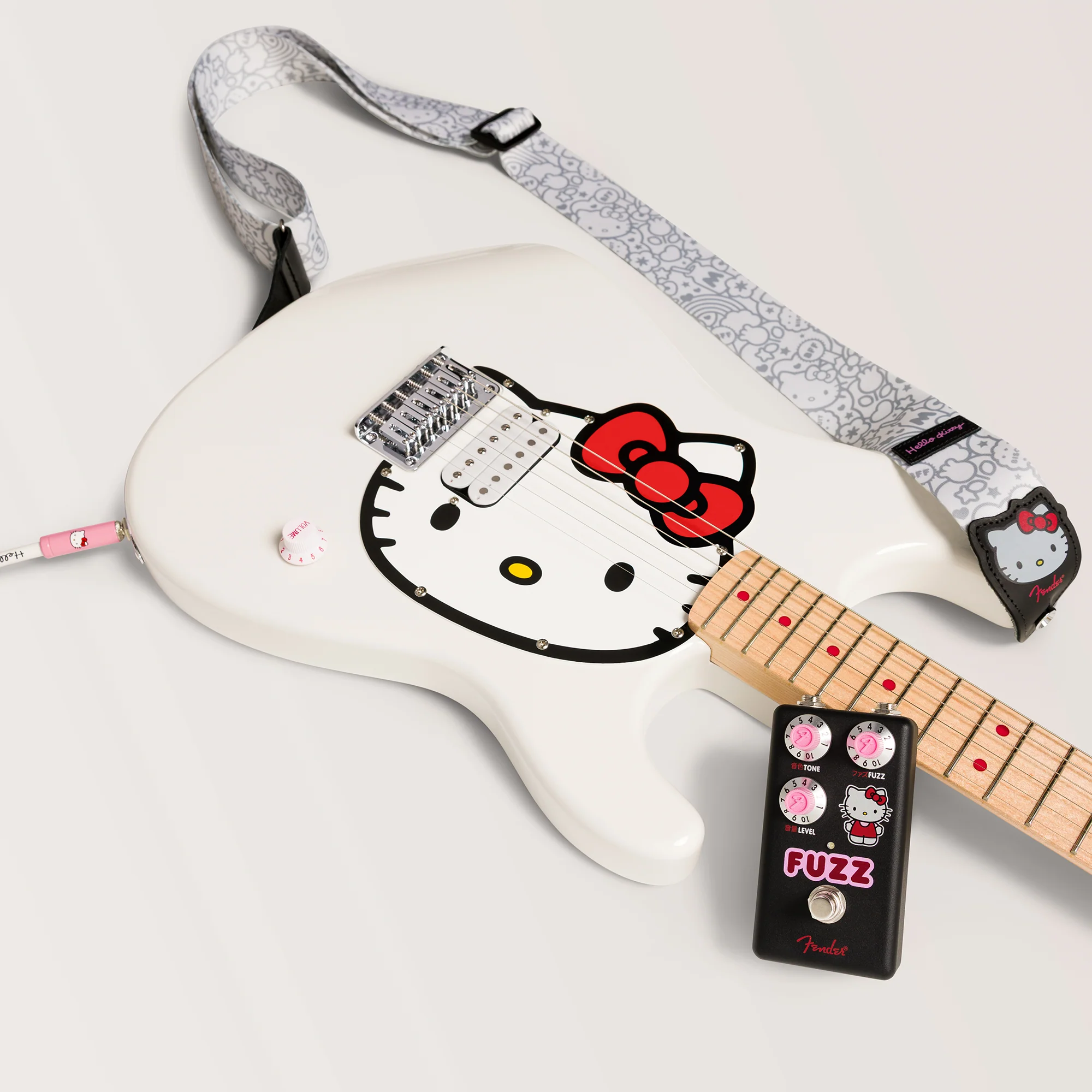 Hello Kitty x Fender White Stratocaster Guitar - Image 2
