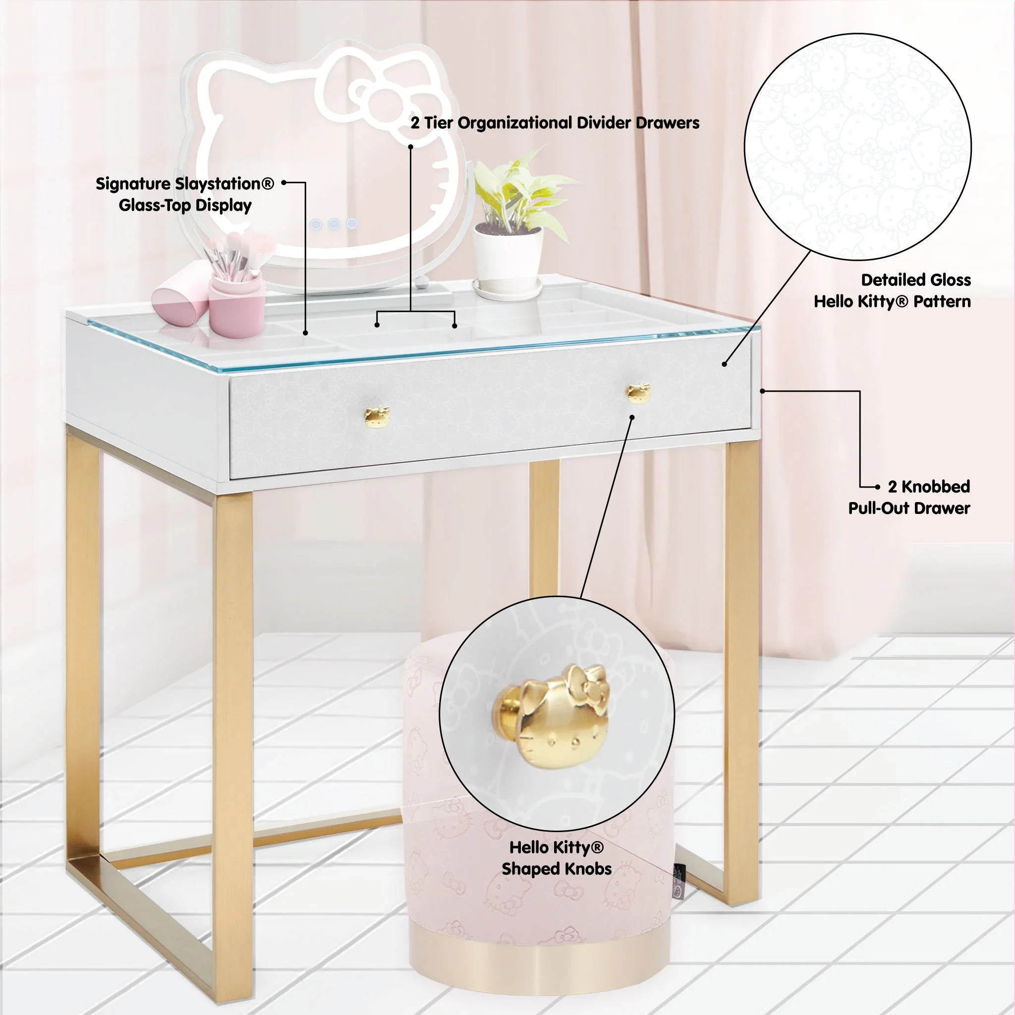 Hello Kitty x Impressions Vanity SlayStation Mini Vanity Table - Image 4