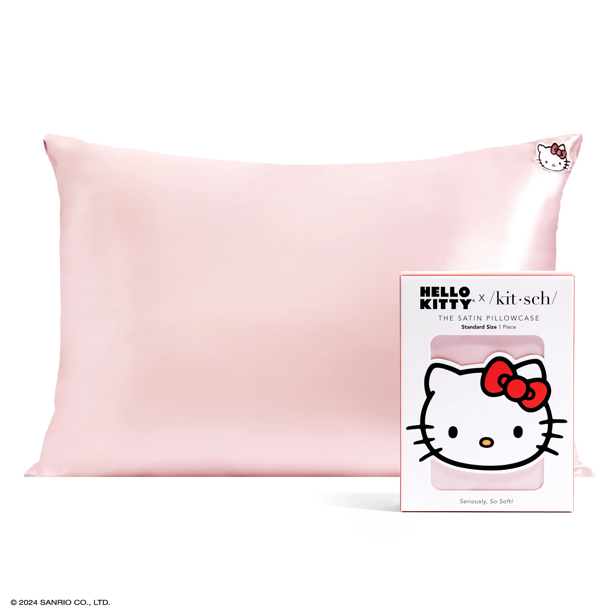 Hello Kitty x Kitsch Face Pillowcase (Solid Pink) - Image 5