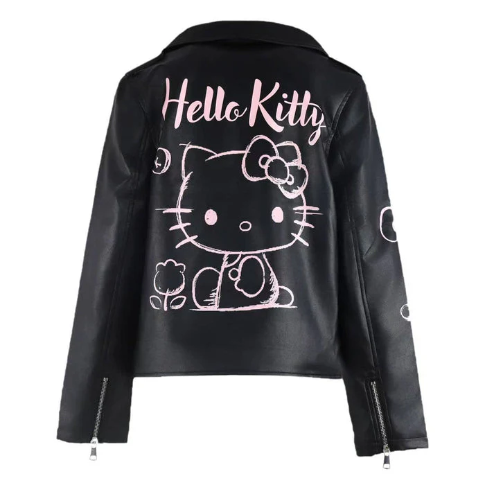 Hello Kitty x Lola + The Boys Kids Graffiti Biker Jacket (Black) - Image 3