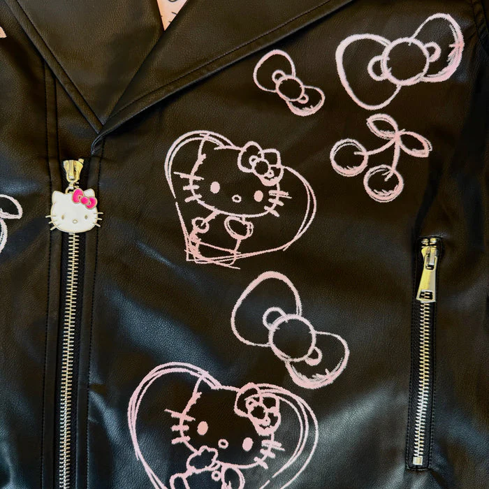 Hello Kitty x Lola + The Boys Kids Graffiti Biker Jacket (Black) - Image 6