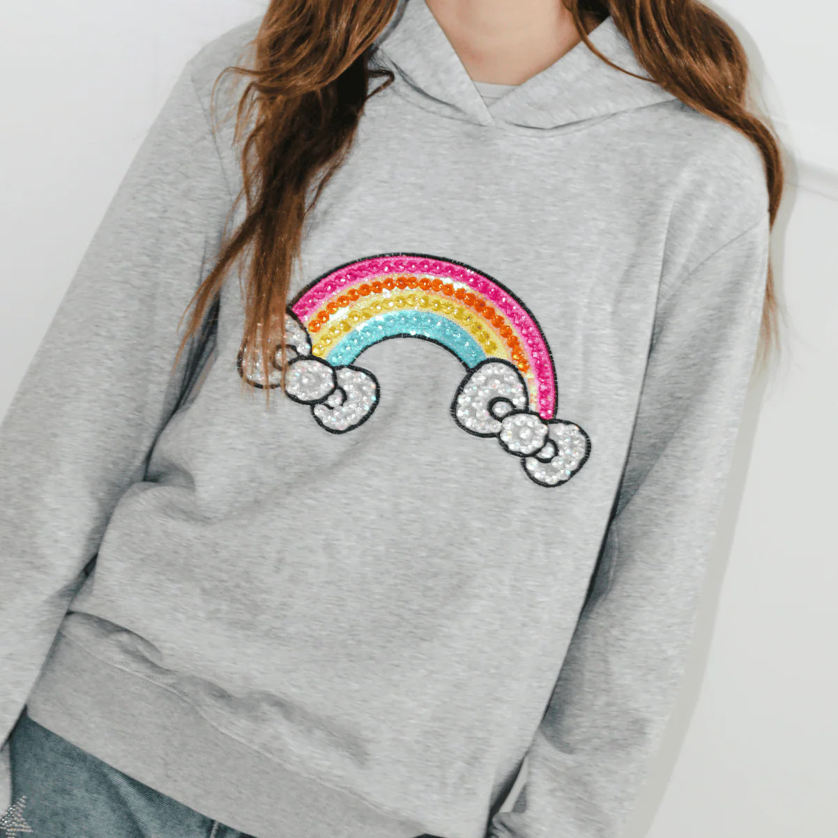 Hello Kitty x Lola + The Boys Kids Rainbow Hoodie (Heather Grey) - Image 2