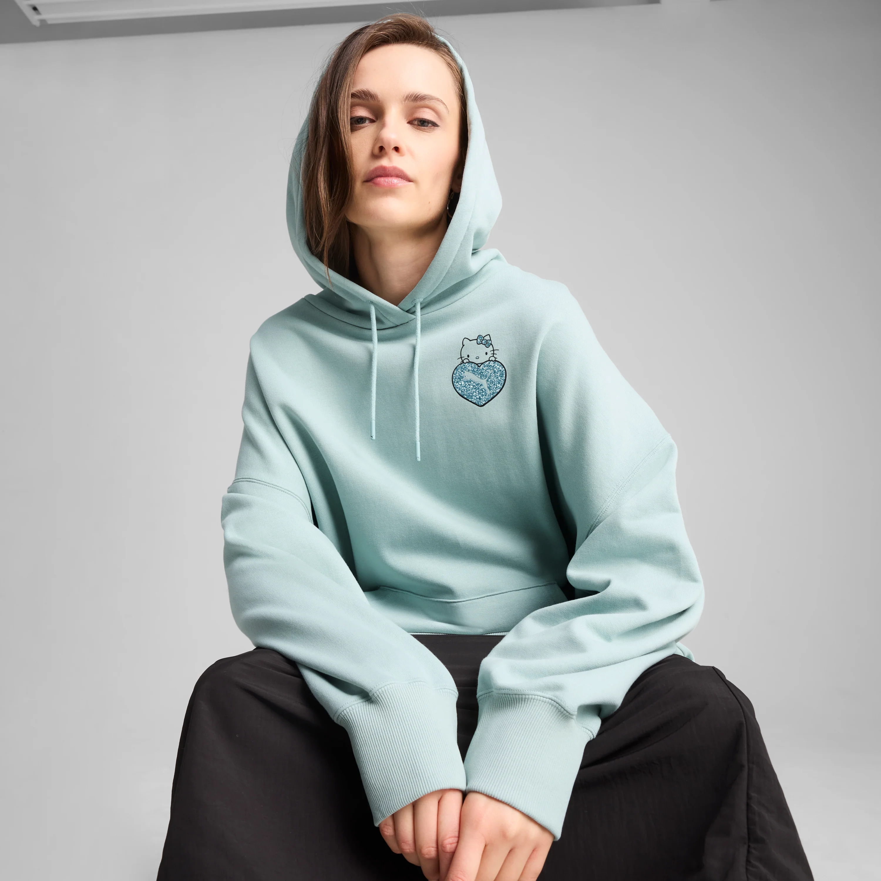 Hello Kitty x PUMA Graphic Oversized Hoodie (Modern Mint) - Image 3