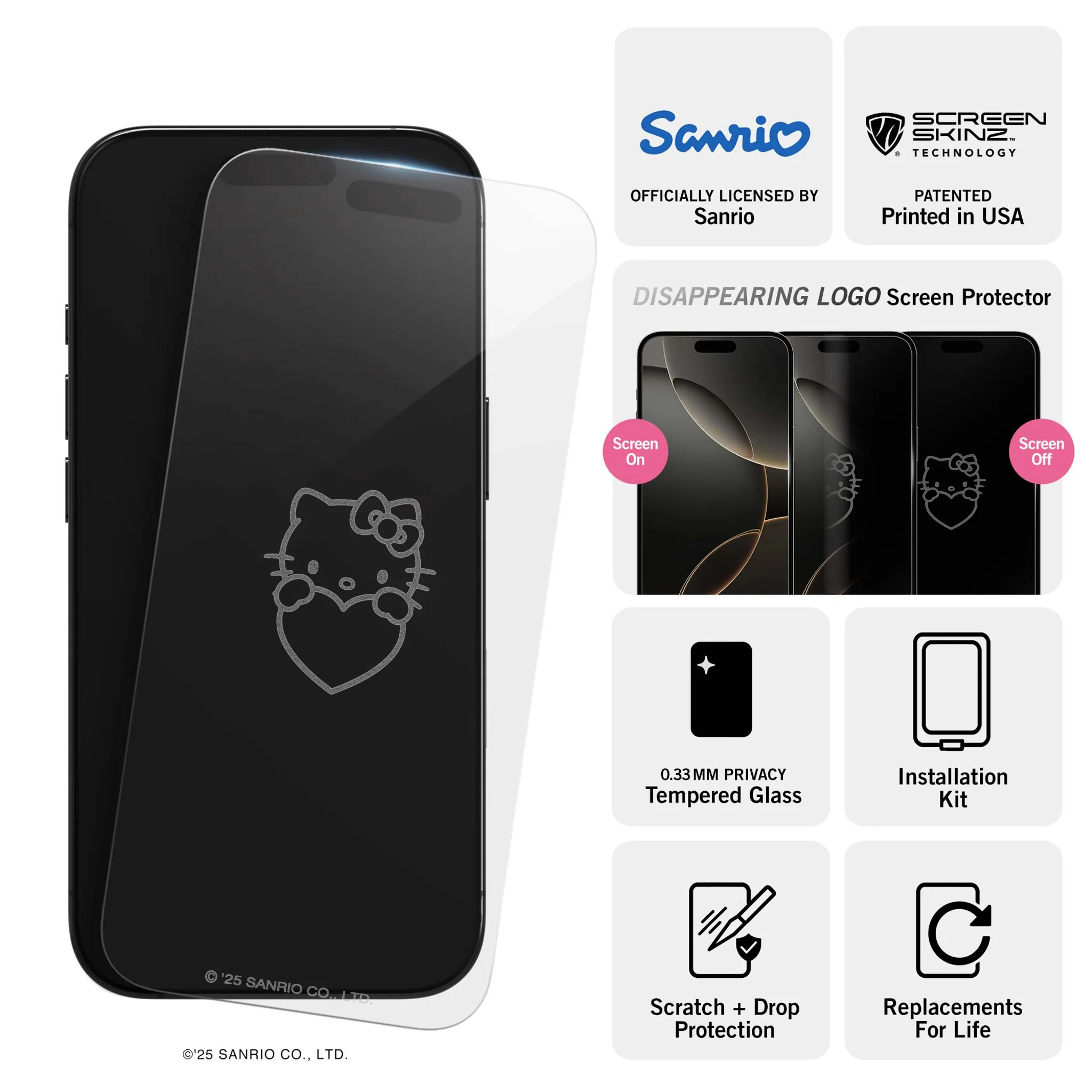 Hello Kitty x Screen Skinz Hands Heart Clear Screen Protector - Image 3