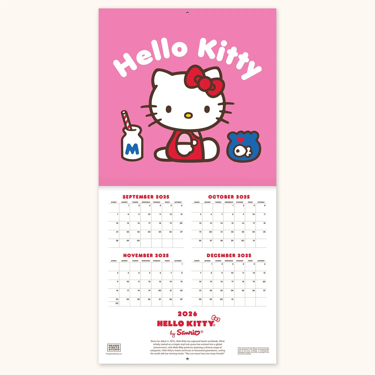 Hello Kitty x Studio Oh! 2026 Playful Pink Wall Calendar - Image 2