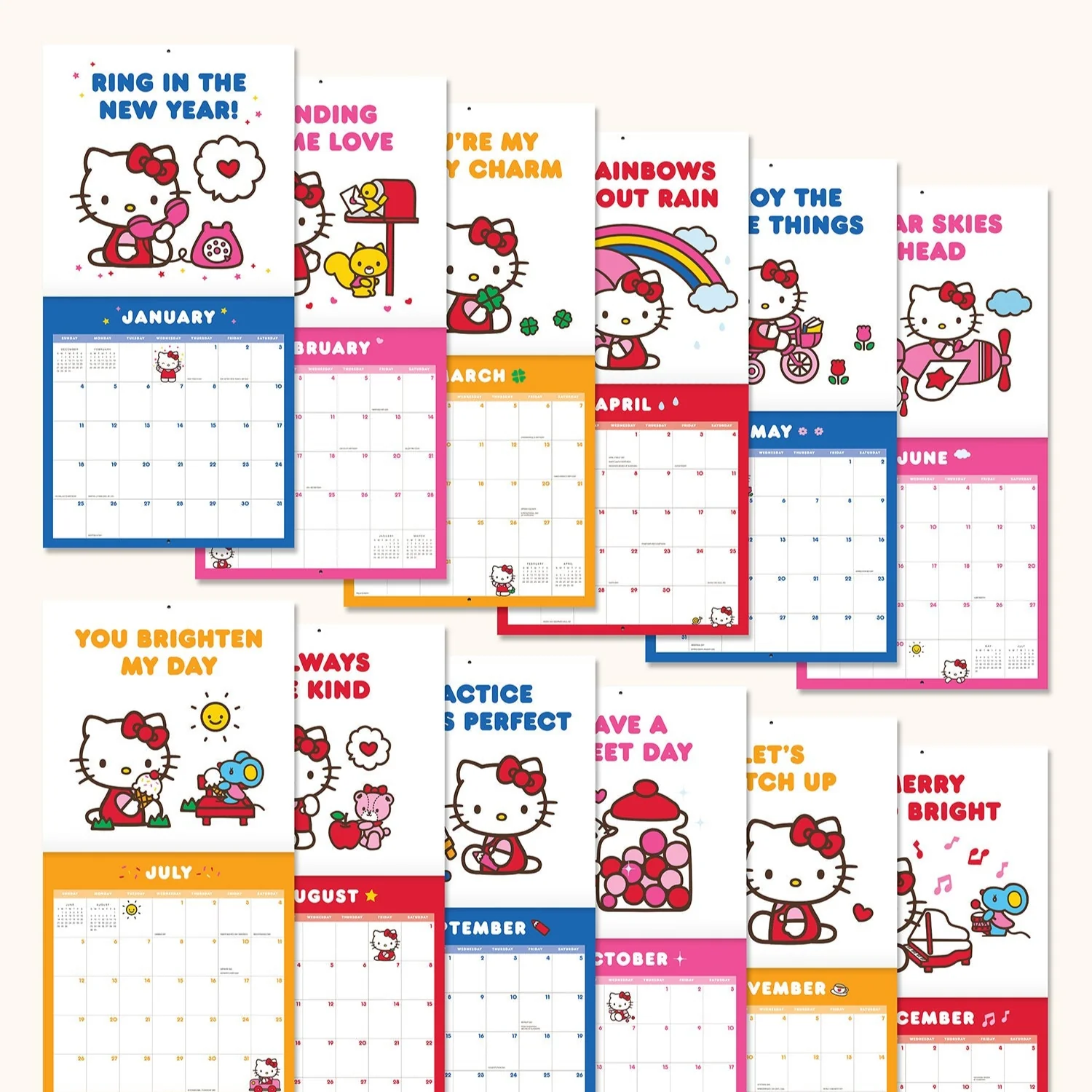 Hello Kitty x Studio Oh! 2026 Playful Pink Wall Calendar - Image 4