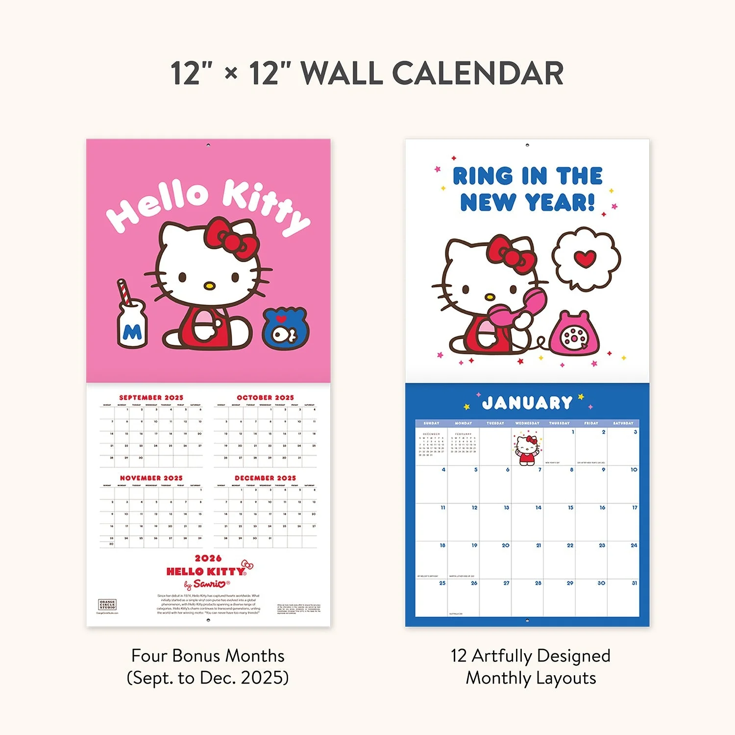 Hello Kitty x Studio Oh! 2026 Playful Pink Wall Calendar - Image 8
