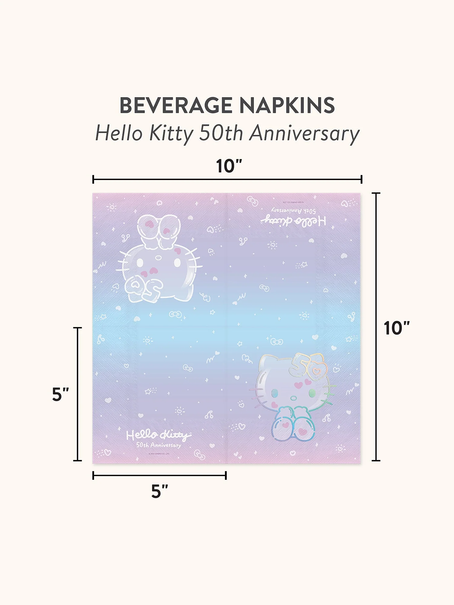 Hello Kitty x Studio Oh! 50th Anniversary Beverage Napkins - Image 3