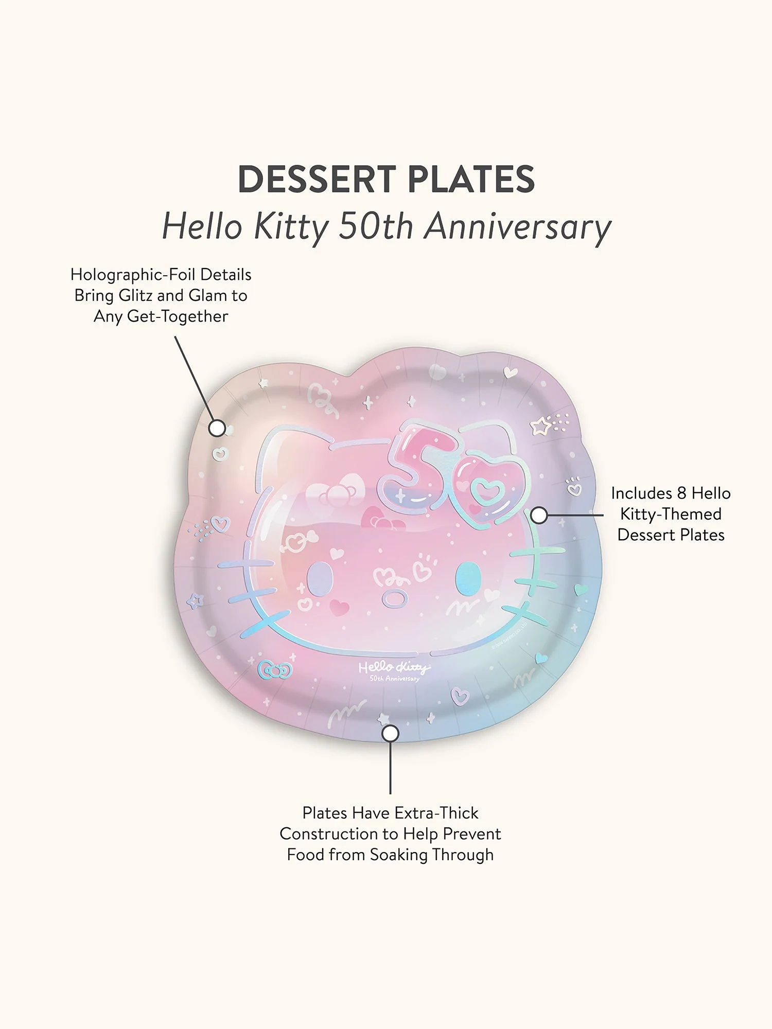 Hello Kitty x Studio Oh! 50th Anniversary Dessert Plates - Image 3