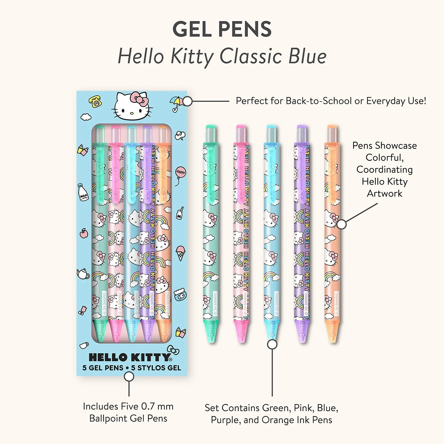Hello Kitty x Studio Oh! Classic Blue Gel Pens - Image 4