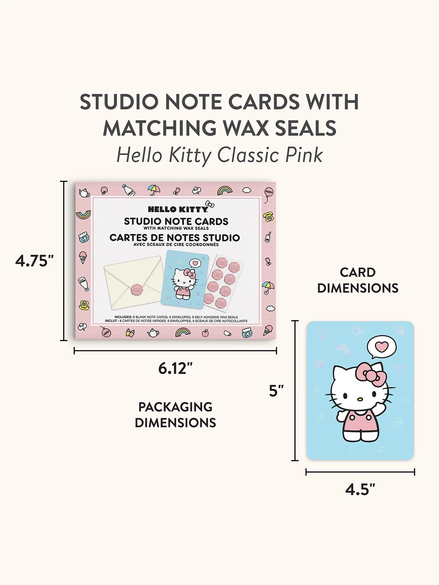 Hello Kitty x Studio Oh! Classic Pink 25-Pc Note Cards & Wax Seals Set - Image 6