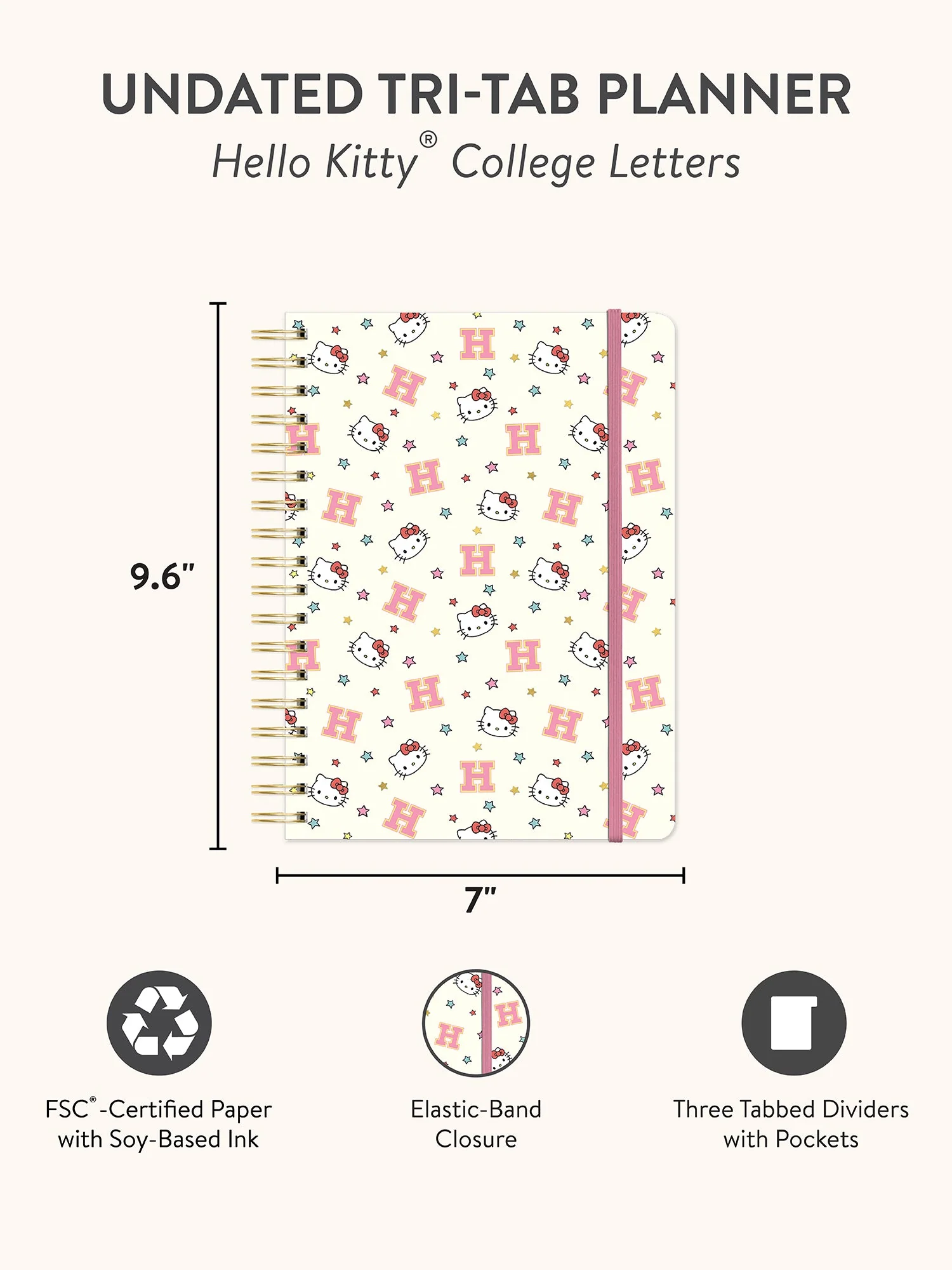 Hello Kitty x Studio Oh! College Letters Tri-Tab Planner - Image 7