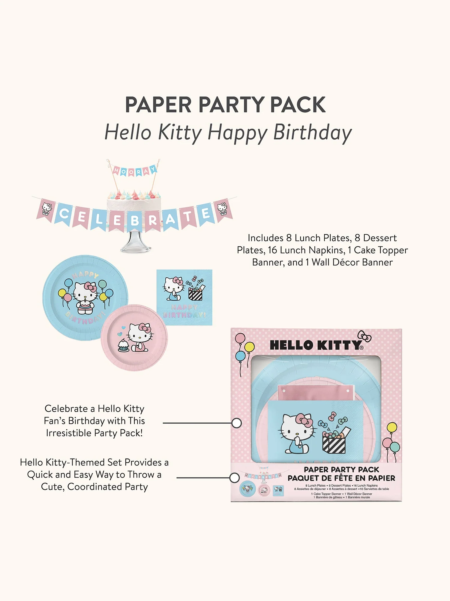 Hello Kitty x Studio Oh! Happy Birthday Paper Party Pack - Image 5