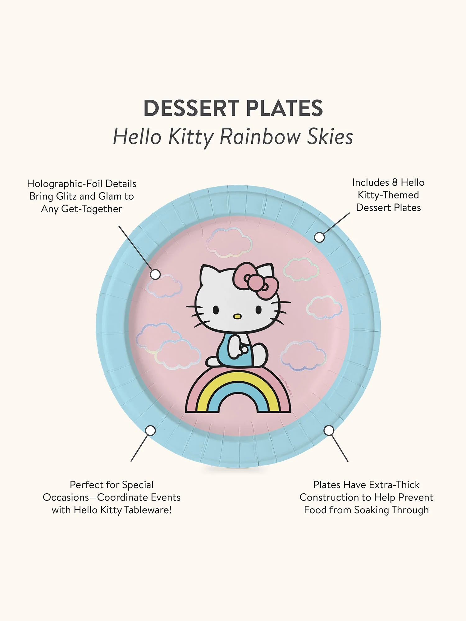 Hello Kitty x Studio Oh! Rainbow Skies Dessert Plates - Image 3